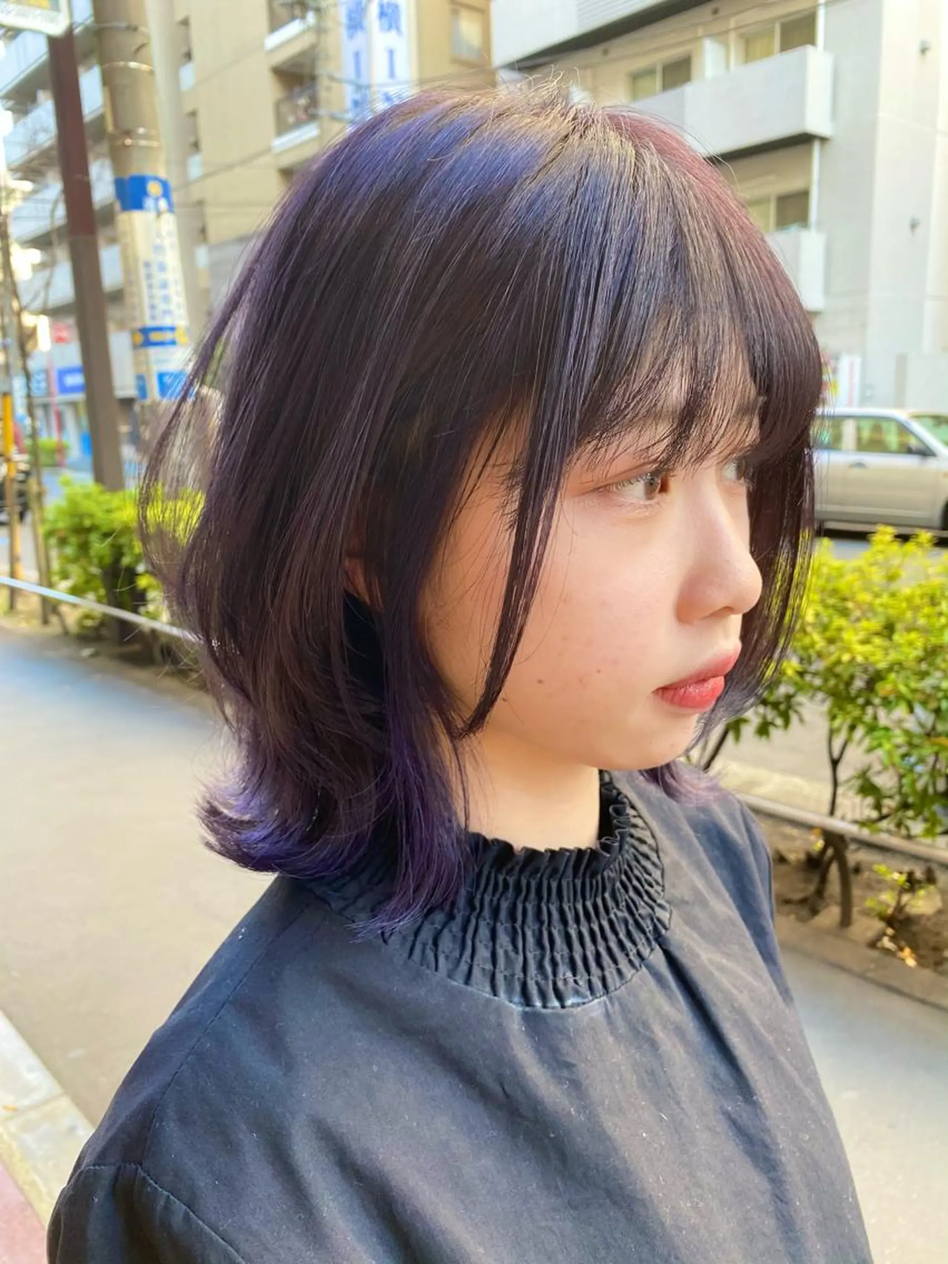 ミディアム カラー パープルカラー ウルフカット カット ヘアカラー TOPSTYLIST 🇬🇧JIMMYのヘアスタイル