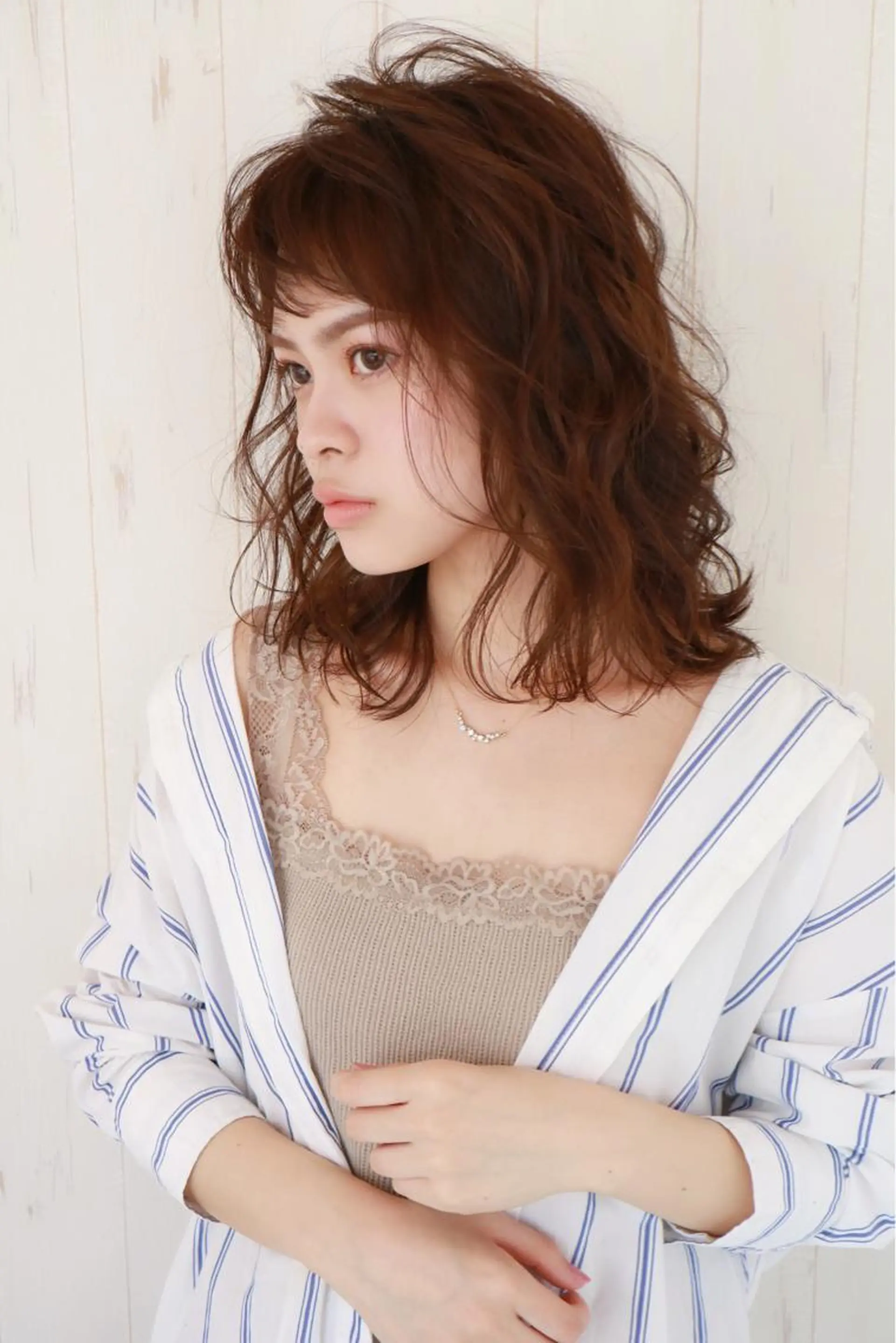 セミロング パーマ セミロングパーマ ダメージレスカラー /透明感カラー 上長のヘアスタイル