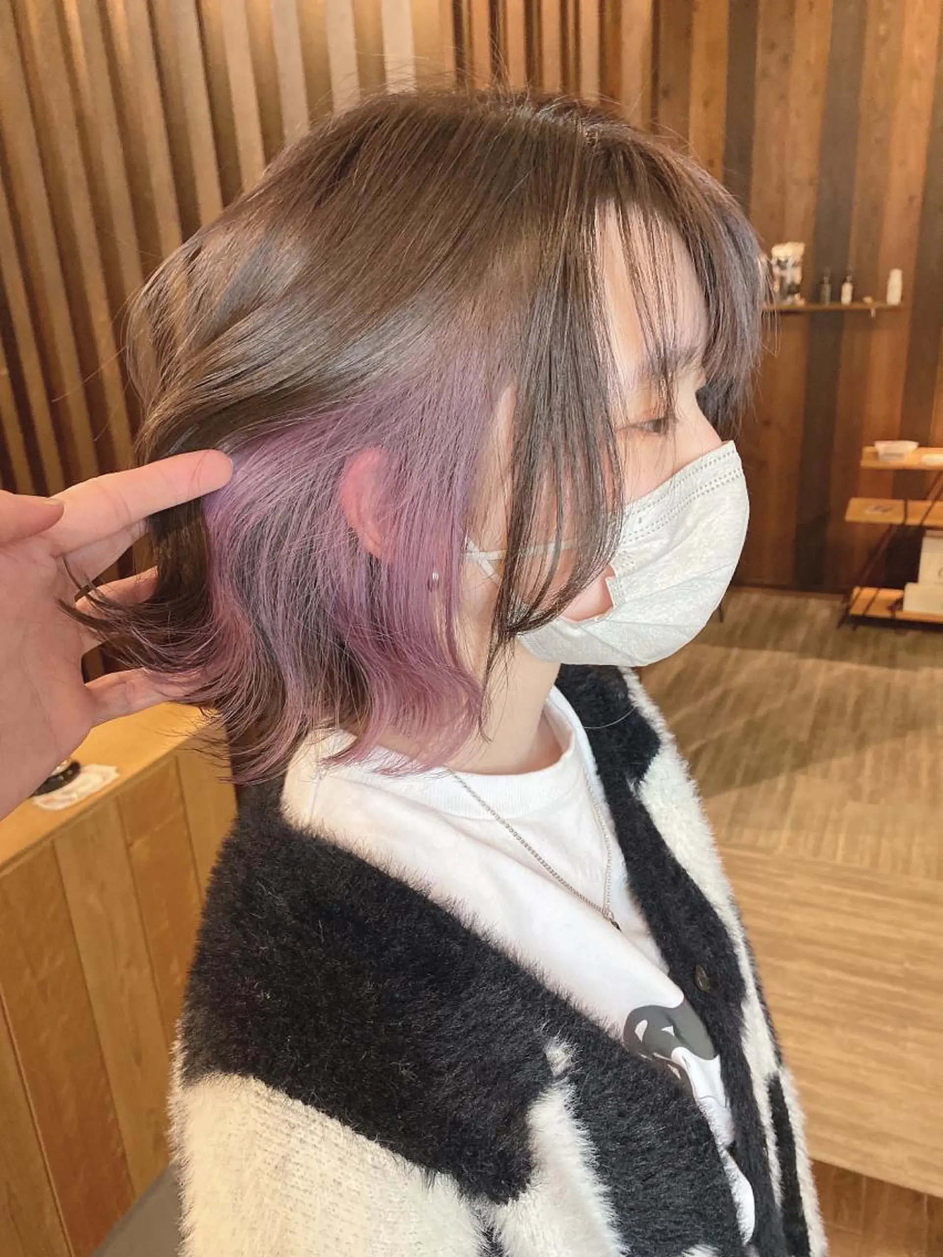 ショート アッシュ ピンクラベンダー ヘアカラー トリートメント 具志 正太のヘアスタイル