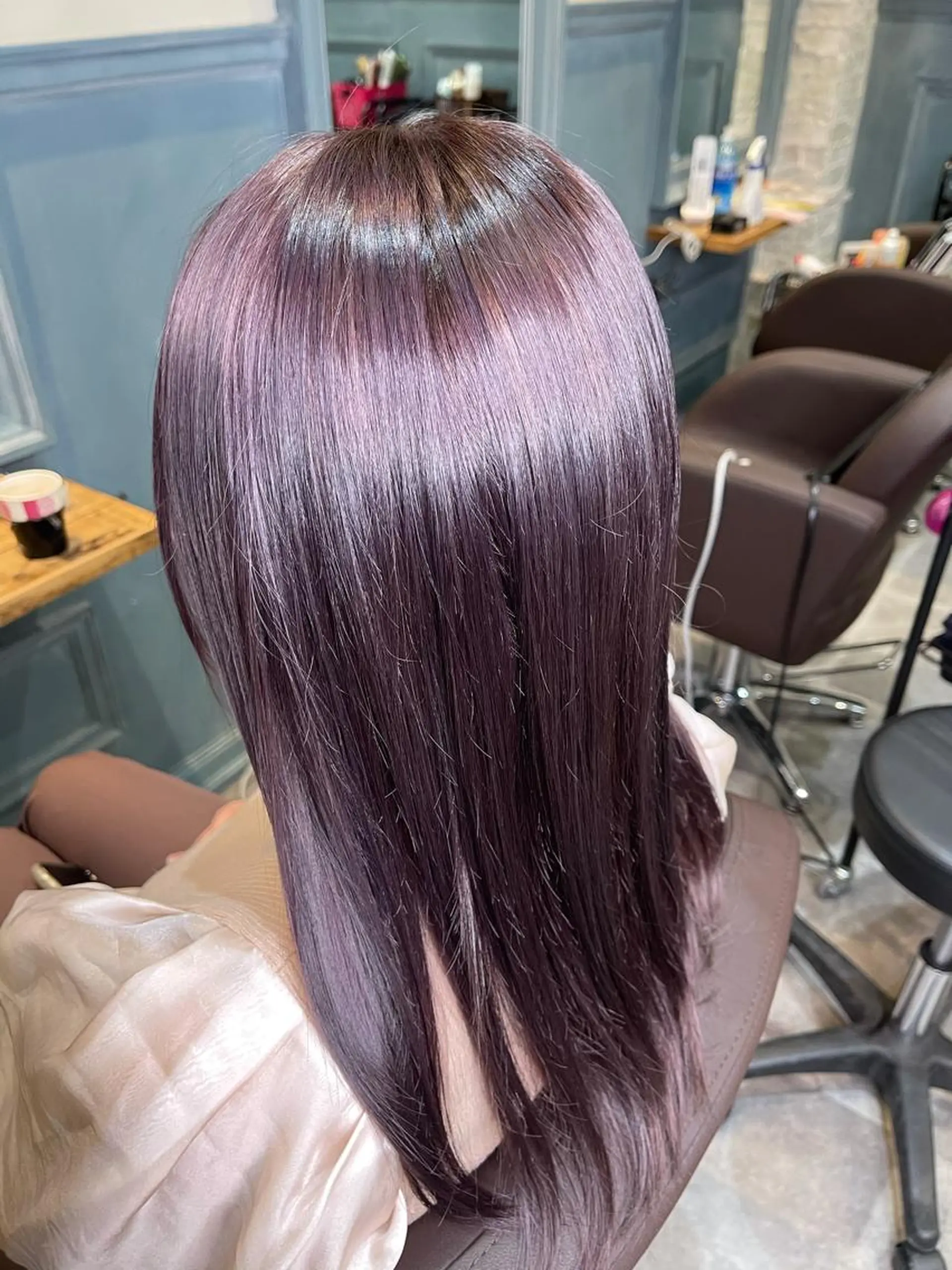 ロング カラー グレージュ ラベンダーカラー ラベンダーピンク ピンクカラー ヘアカラー トリートメント Unfrose(アンフローズ)所属・猪ノ原 弘子のヘアスタイル