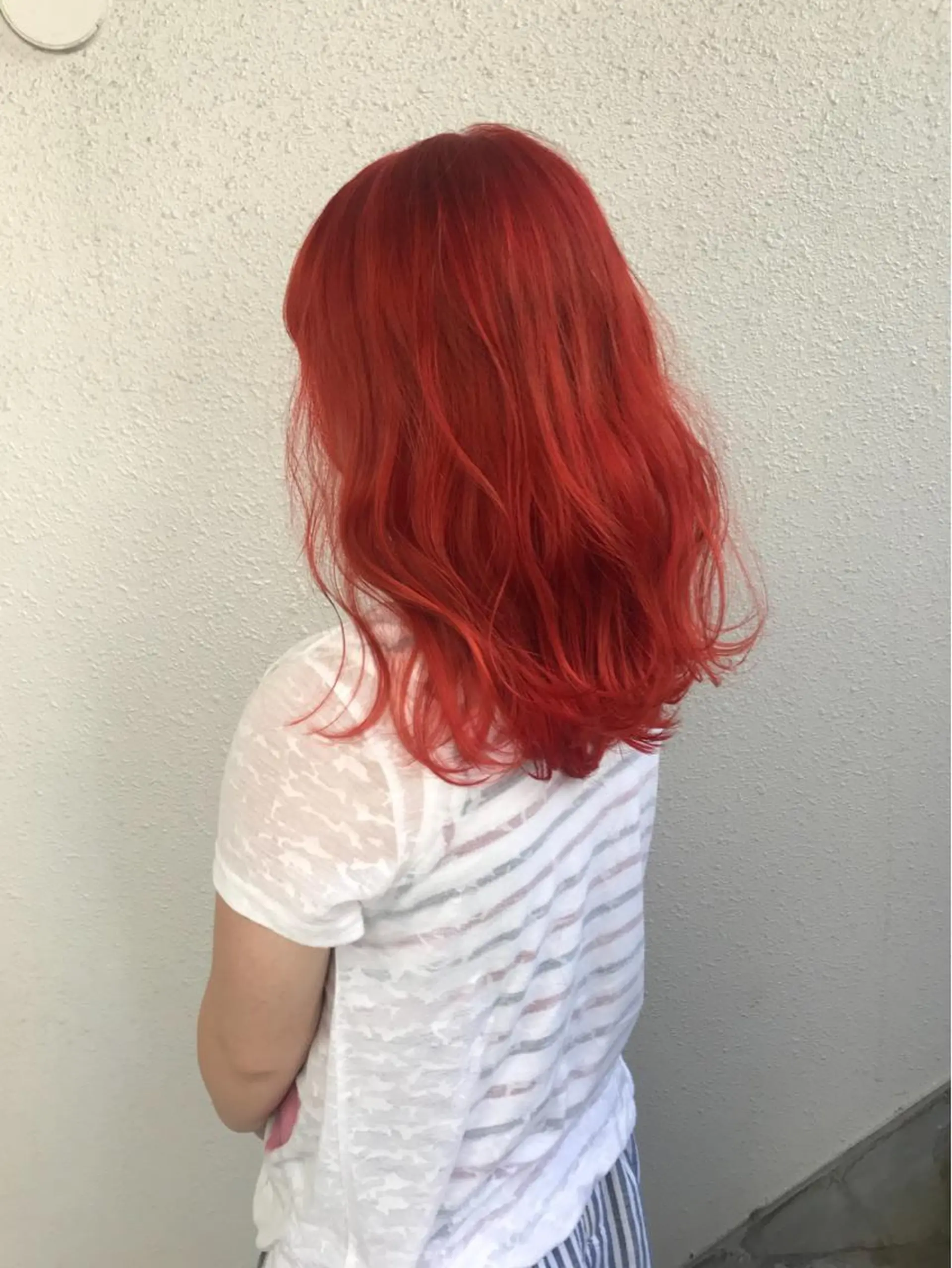 ミディアム カラー ブリーチ レッドカラー インナーカラー/天神 ブリーチ/吉田のヘアスタイル