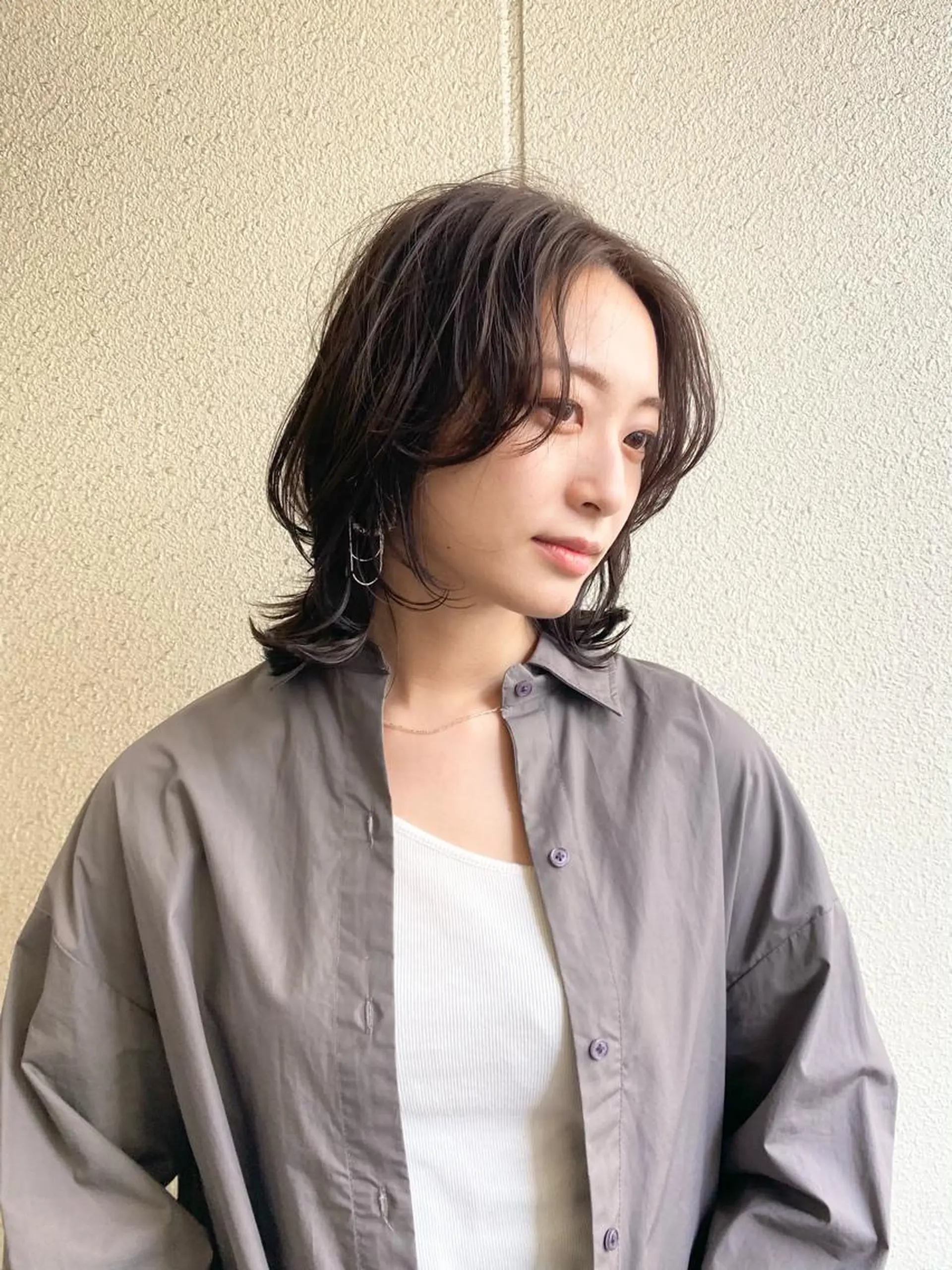 ショート カラー アッシュ 透明感カラー グレージュ 顔まわりレイヤー レイヤーカット カット ヘアカラー トリートメント ボブ/レイヤー/ ウルフ/池澤慎人のヘアスタイル
