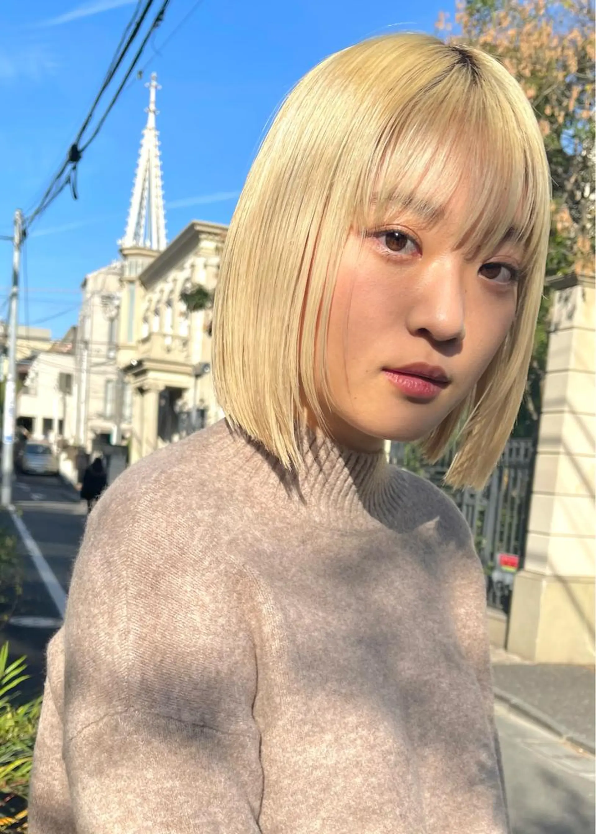 ミディアム カラー ブリーチ ブロンド 似合わせショート×透 明感/やじまたかしのヘアスタイル
