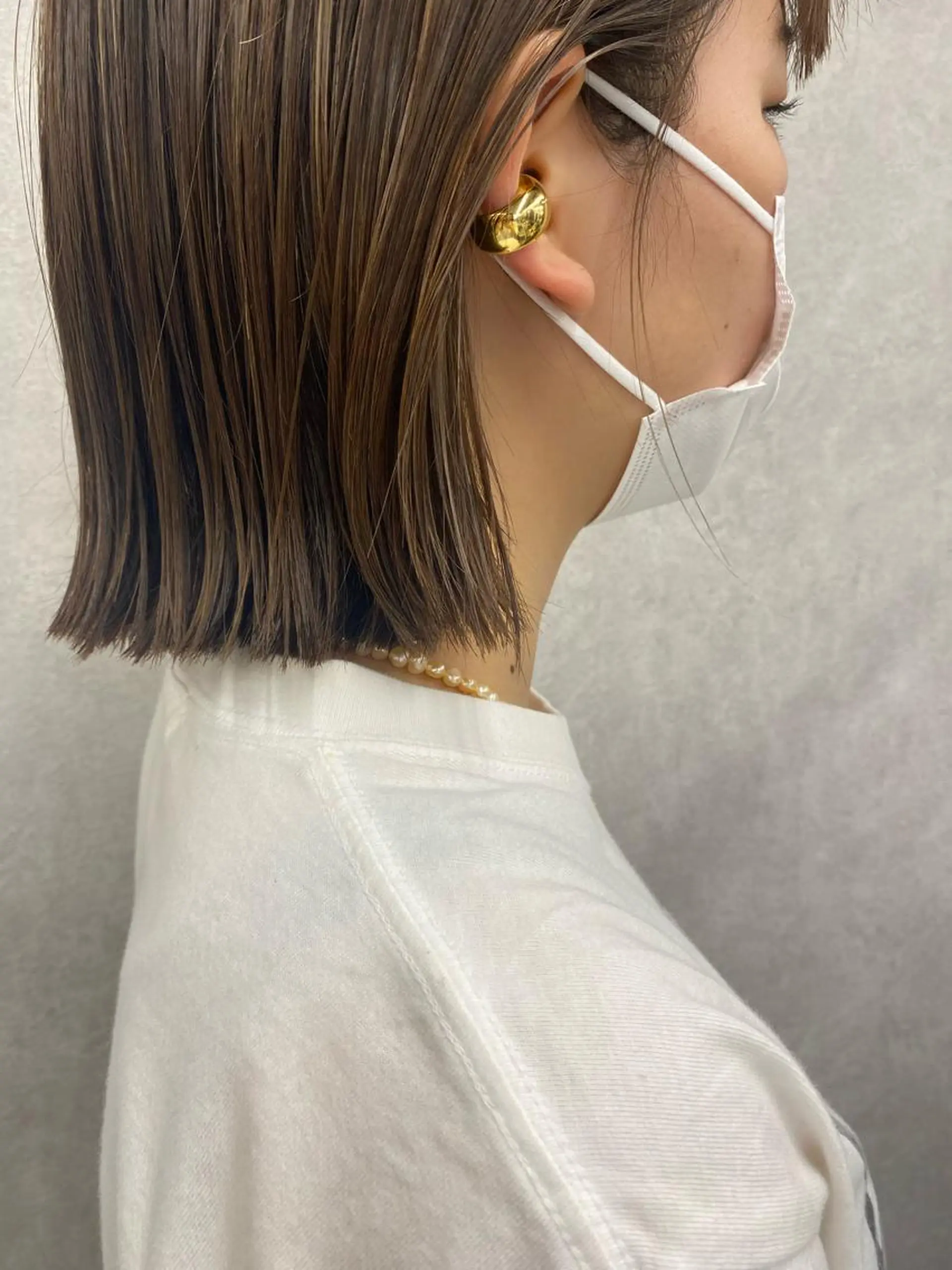 ショート カラー ヘアアレンジ 切りっぱなしボブ アッシュ ベージュカラー グレージュ ハイライトカラー カット Kawaguchi Arisaのヘアスタイル