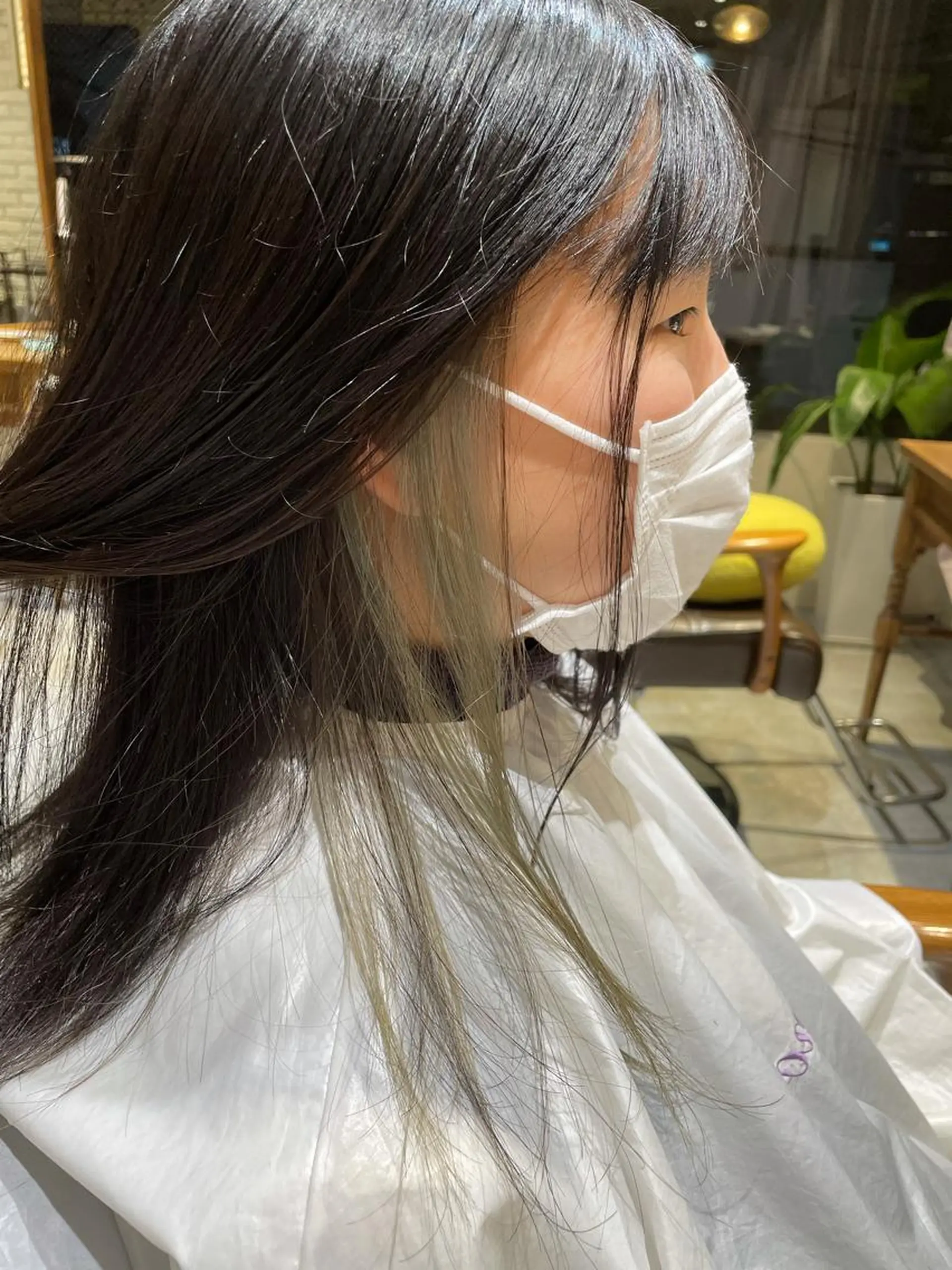 ミディアム カラー ヘアアレンジ ブルーカラー インナーカラー 柳井 準平のヘアスタイル