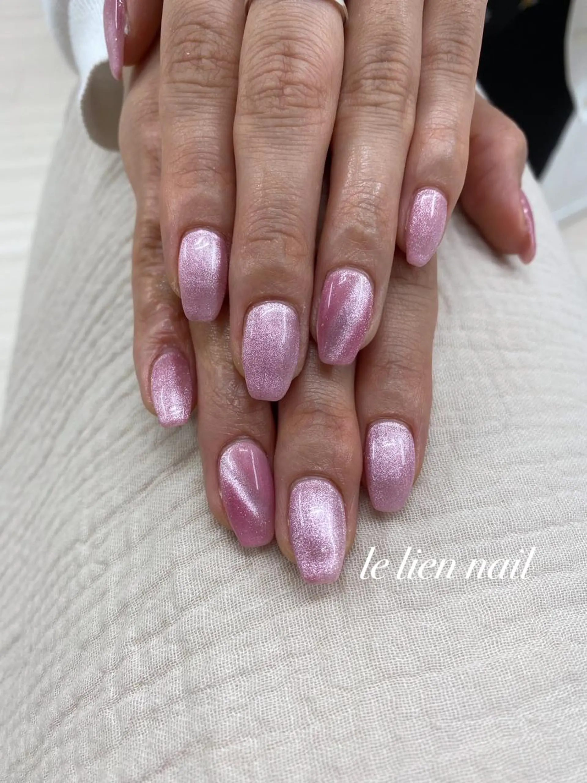 ネイル マグネットネイル ピンク ハンドネイル le lien nailのネイルデザイン