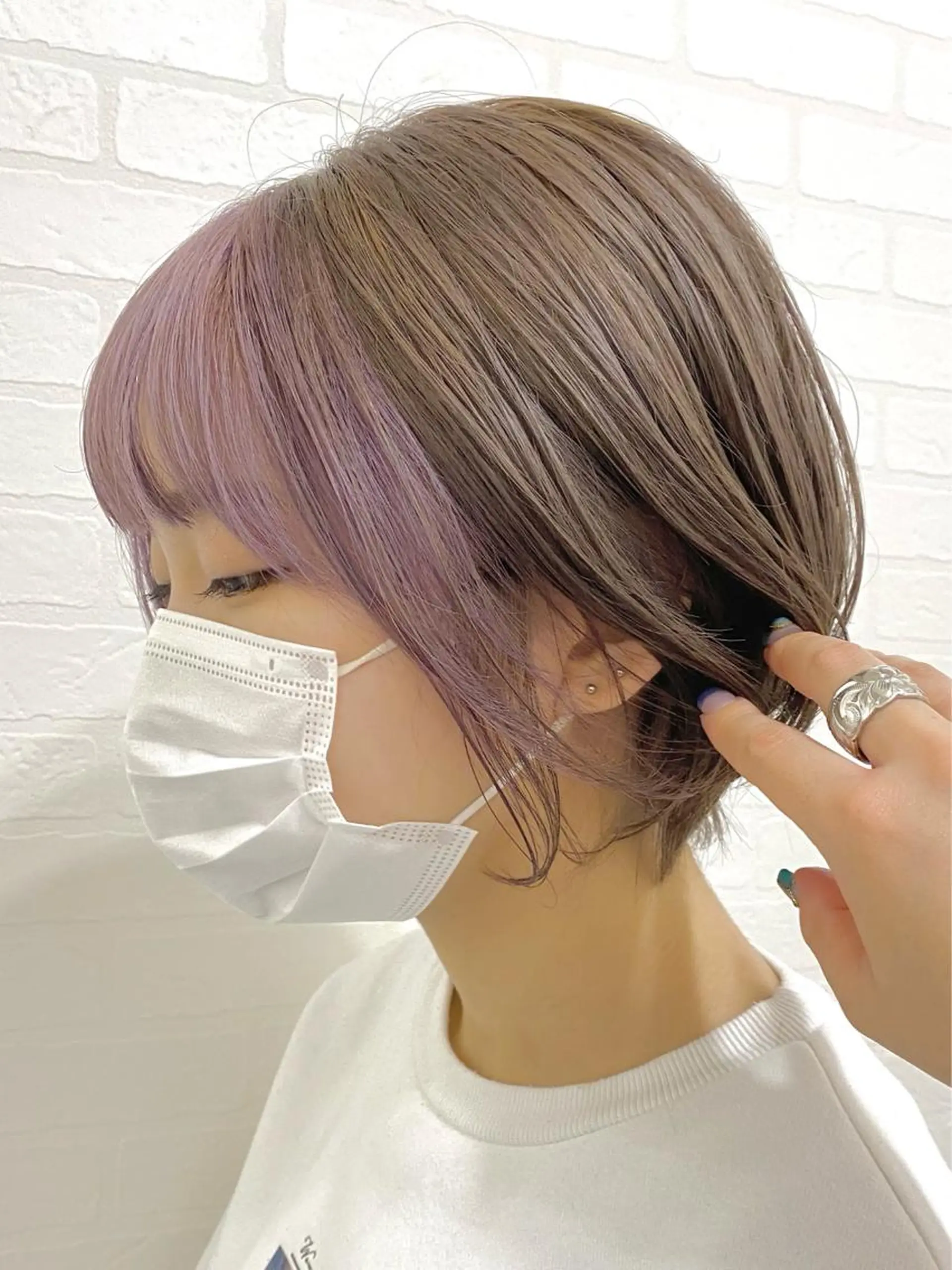 ショート カラー ミストバング  フェイスフレーミング ブリーチ指名 NO1🌈SAKIのヘアスタイル