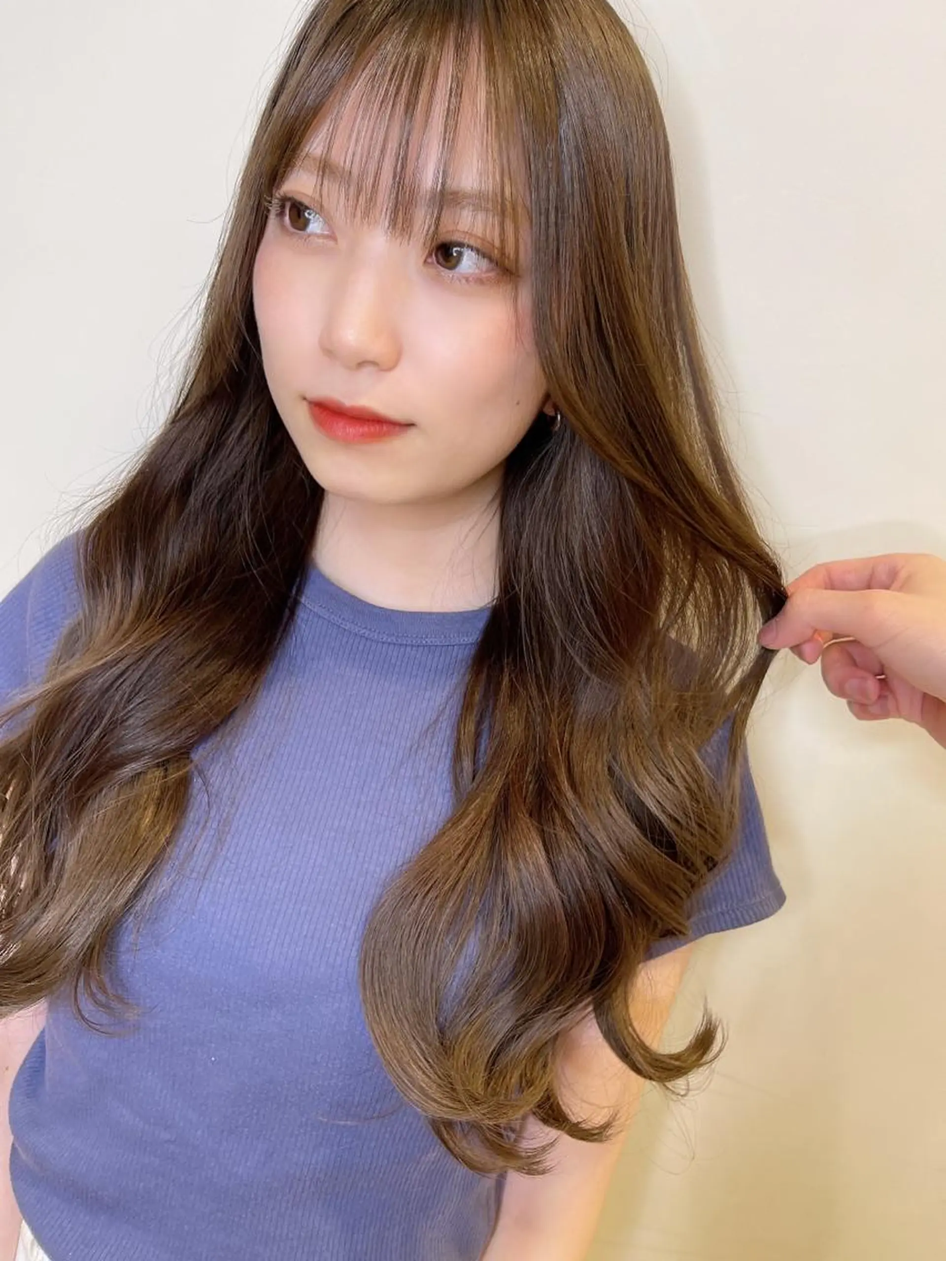 ロング 韓国風ヘア ロング ボブパーマ ウルフパーマのヘアスタイル