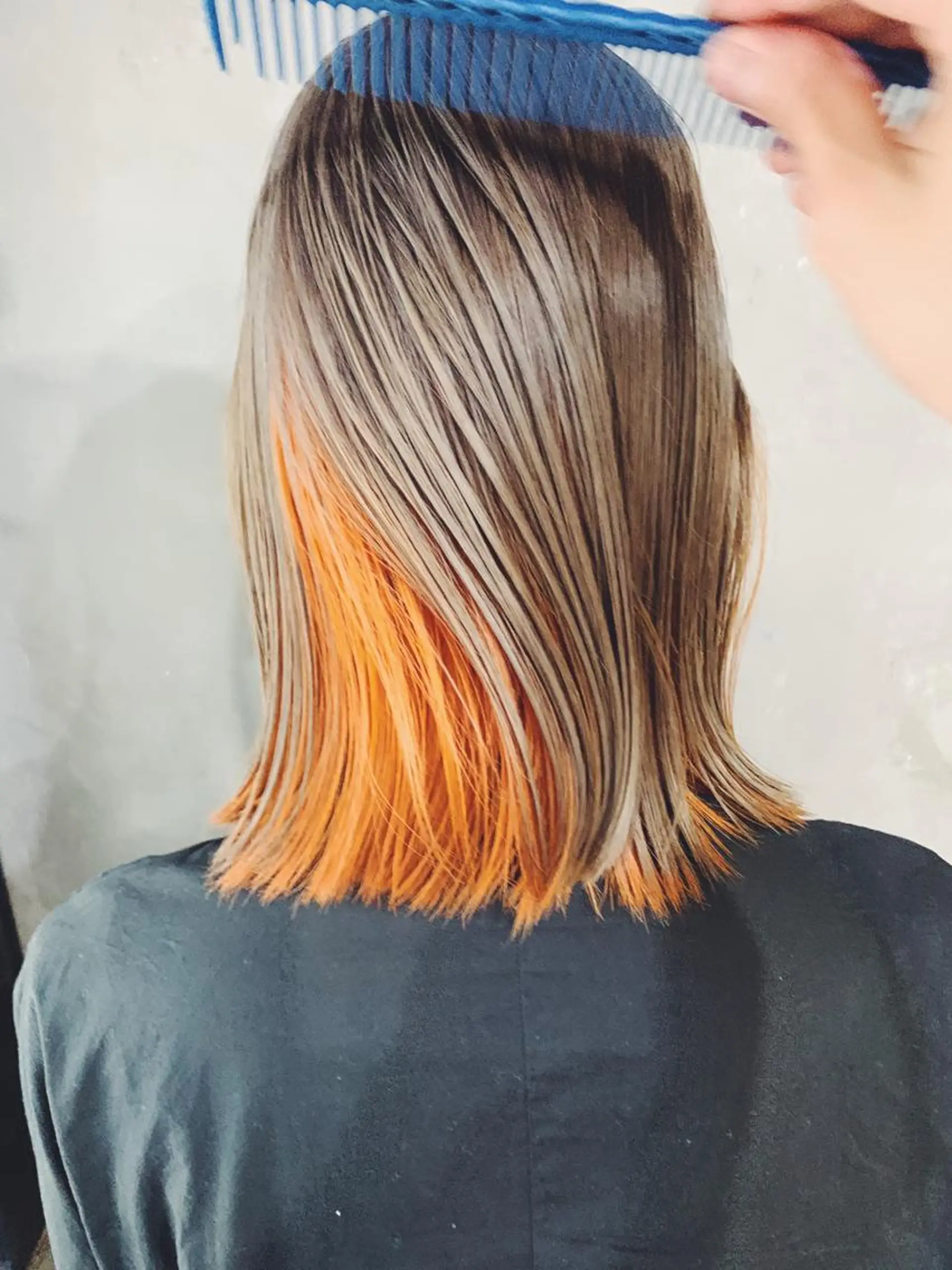 ミディアム カラー インナーカラー オレンジ ショート・ボブ ・ウルフ✂︎IMAIのヘアスタイル