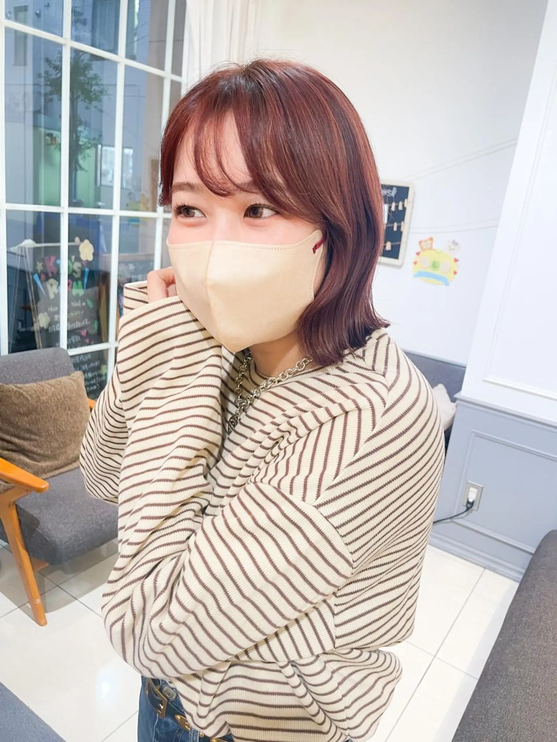 ミディアム カラー ハイライトカラー レッドカラー ハイライト ヘアカラー トリートメント ヘッドスパ ✨カラー支持No.1 🧸ワキ カナコ🧸のヘアスタイル