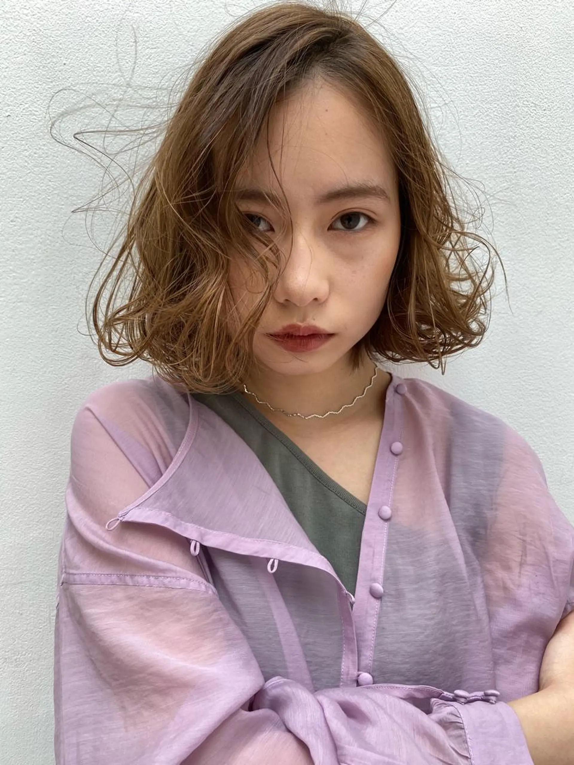 ヘアカラー プレイングカラー🤍 細めハイライトのヘアスタイル