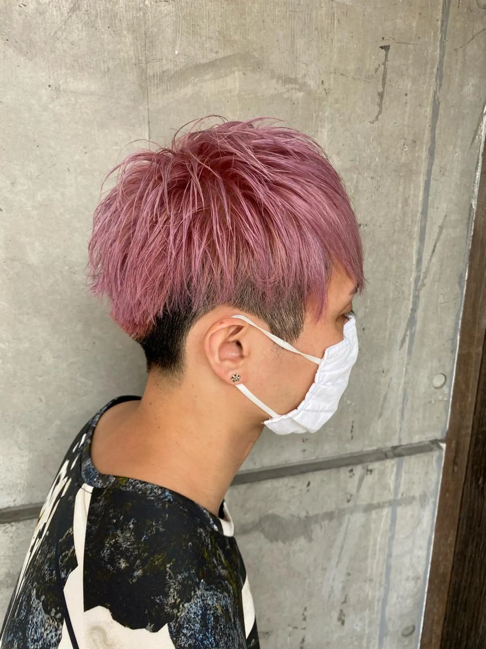 ショート カラー メンズ メンズブリーチ マッシュ ブリーチ ピンクカラー Kimura Miyukiのマツエク・マツパデザイン