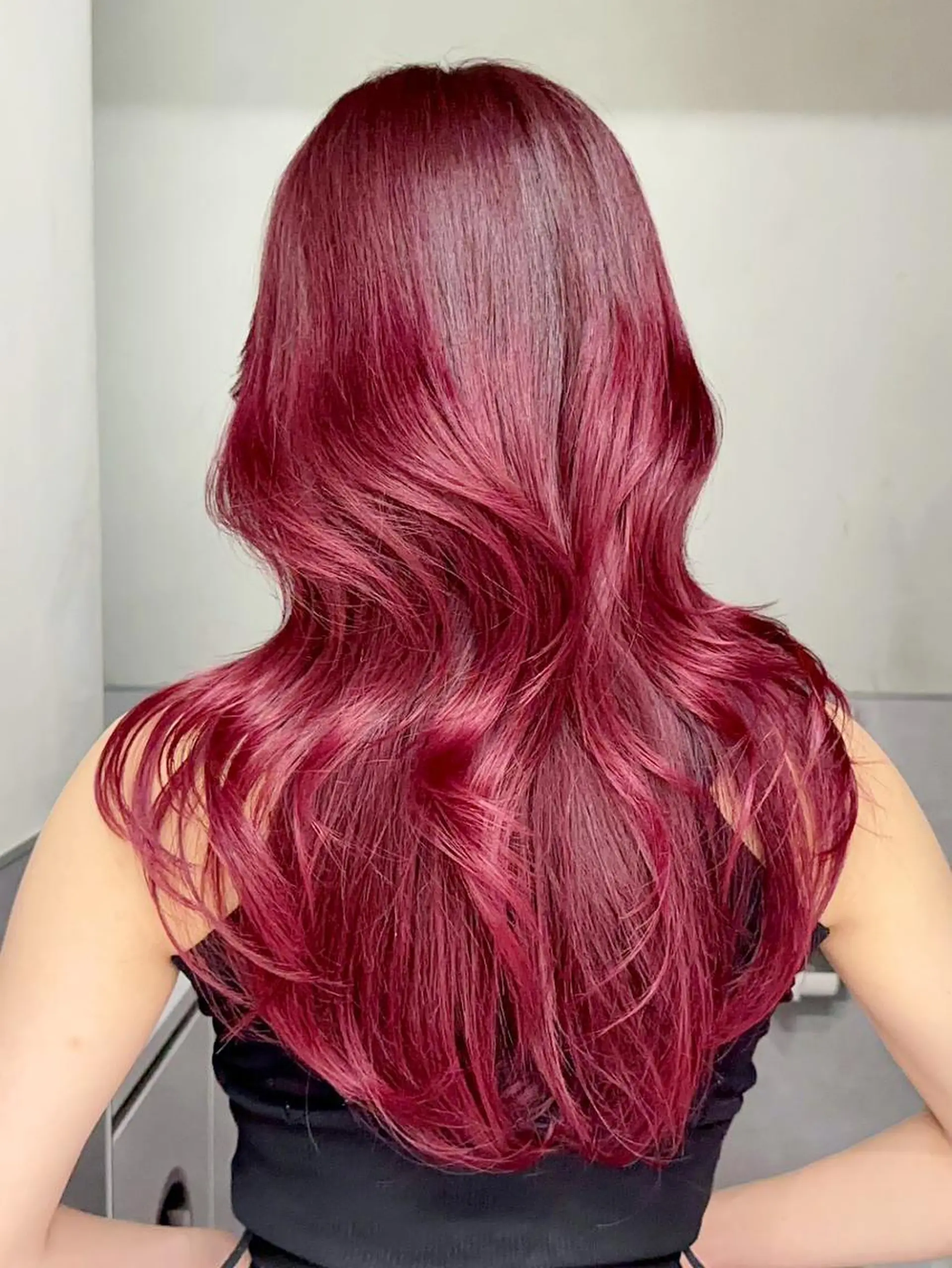 セミロング カラー レッドカラー カット ヘアカラー トリートメント ITbyALBUM 藤沢店のヘアスタイル