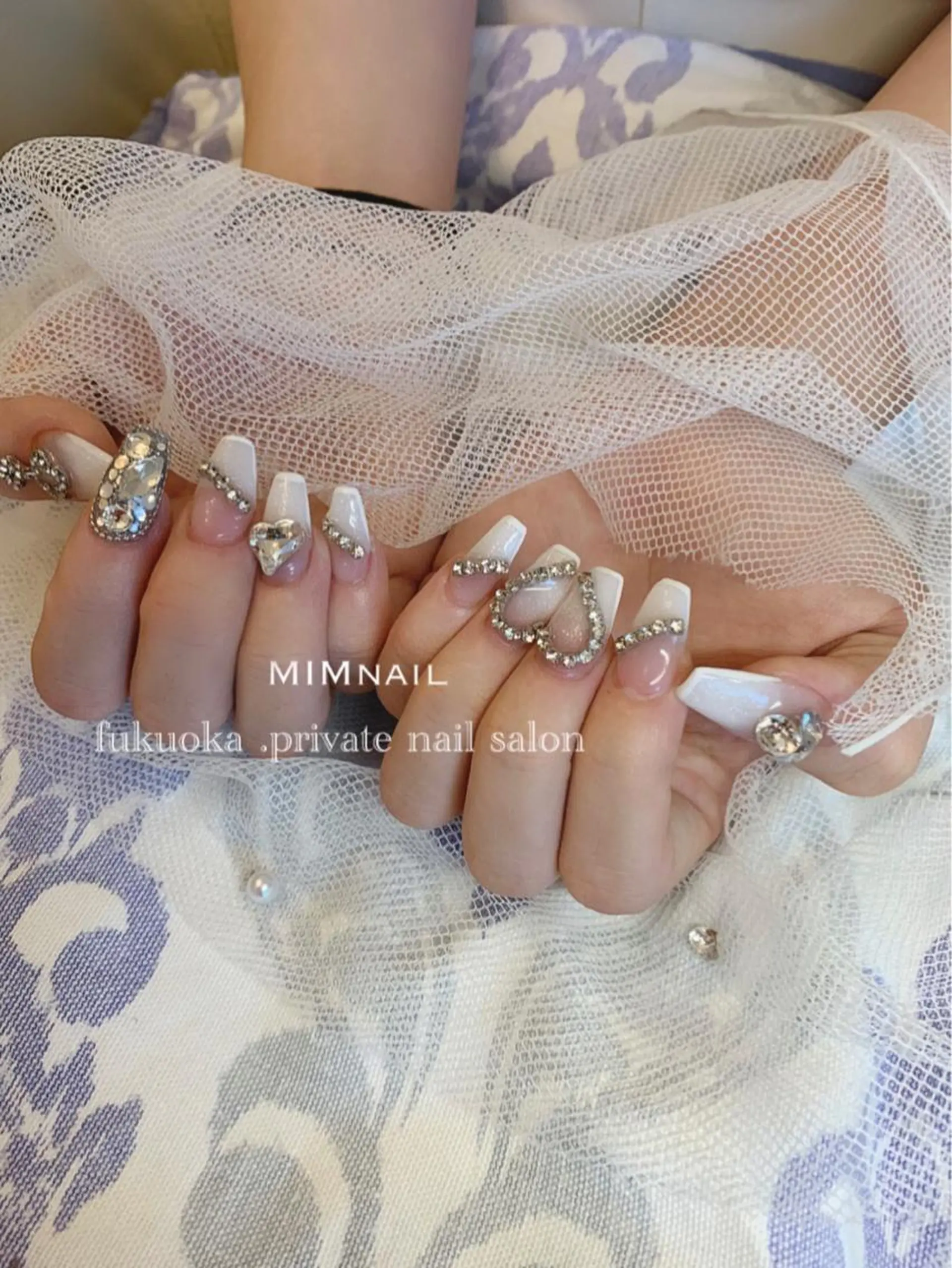 ネイル アートネイル フレンチネイル ハート 韓国ネイル マグネットネイル *･*MIMnail *･゜ﾟ･*:･*のネイルデザイン