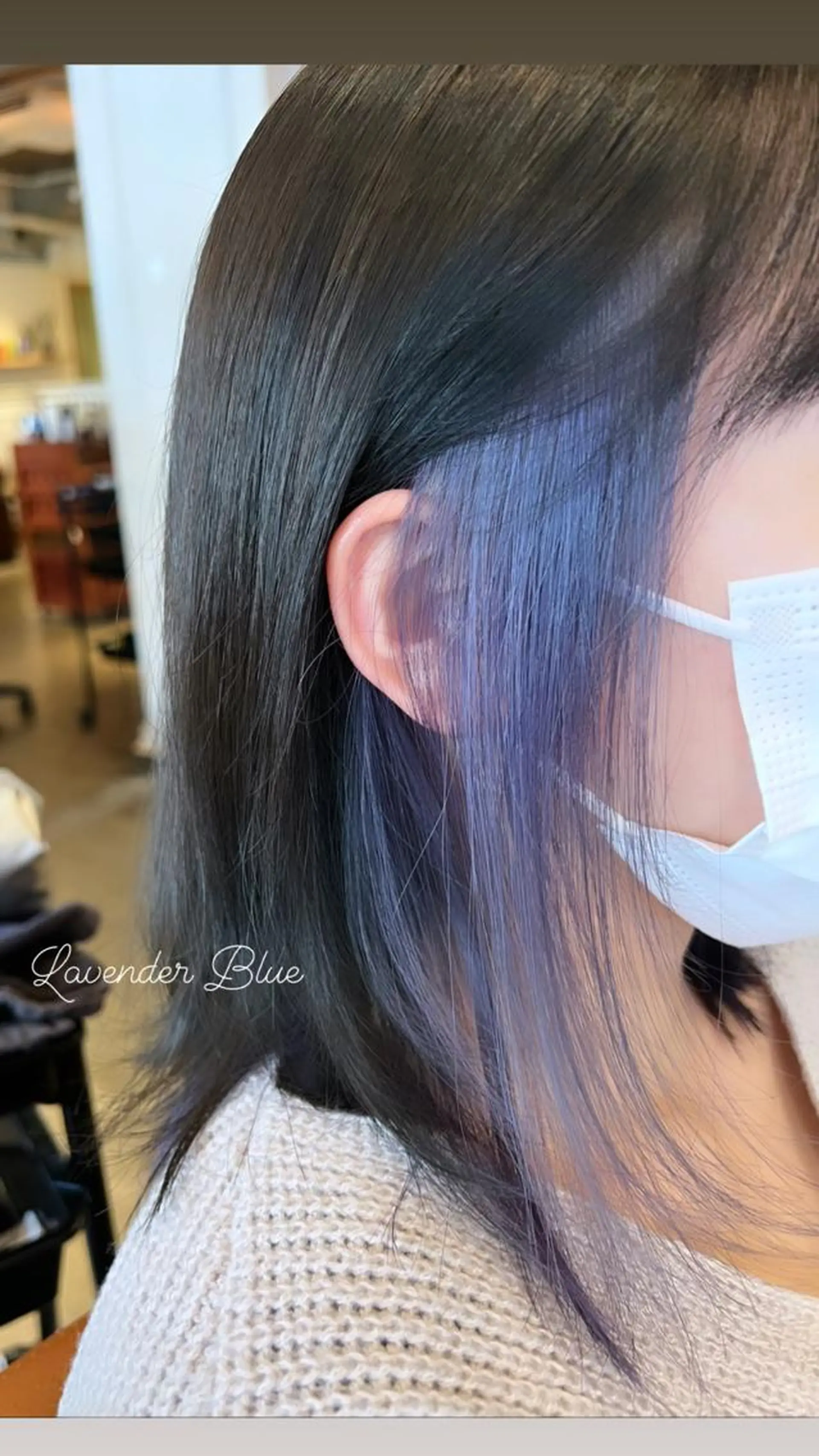 ミディアム カラー ブリーチ ブルーカラー イヤリングカラー ラベンダーカラー カット ヘアカラー トリートメント ハイライト/インナー /ブリーチ/レイヤーのヘアスタイル