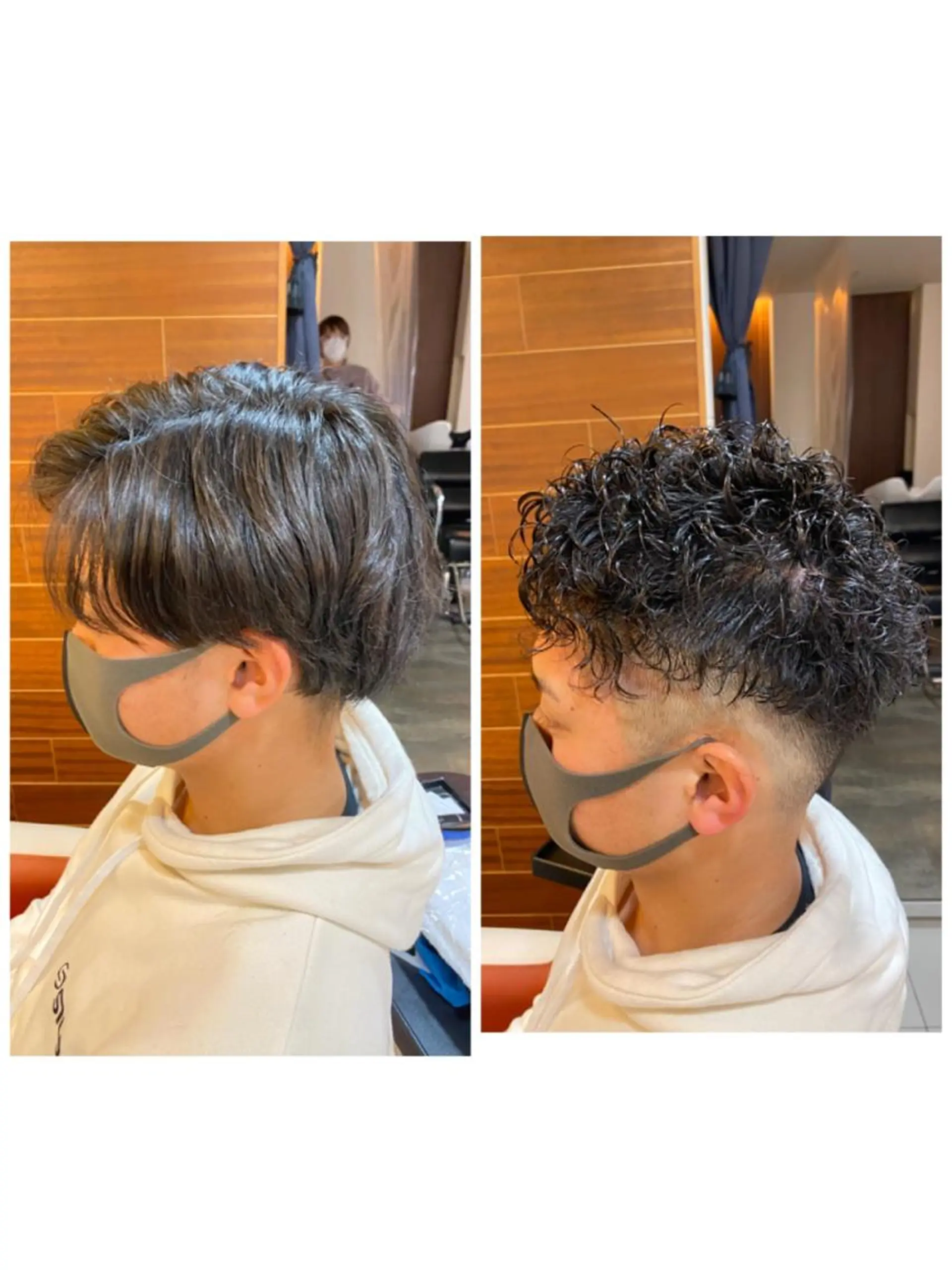 ショート パーマ メンズ フェードカット メンズパーマ 塩谷黎✨ブリーチ無W カラーメンズパーマ✨のヘアスタイル