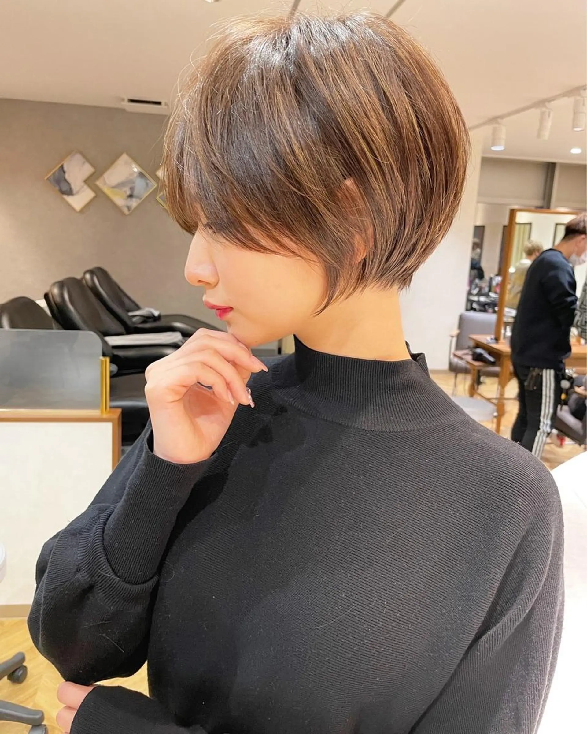 ショート カラー ショートボブ ブルーカラー ボブ 顔周りカット ショートヘア 💛うる艶ハイトーン LEON💛のヘアスタイル
