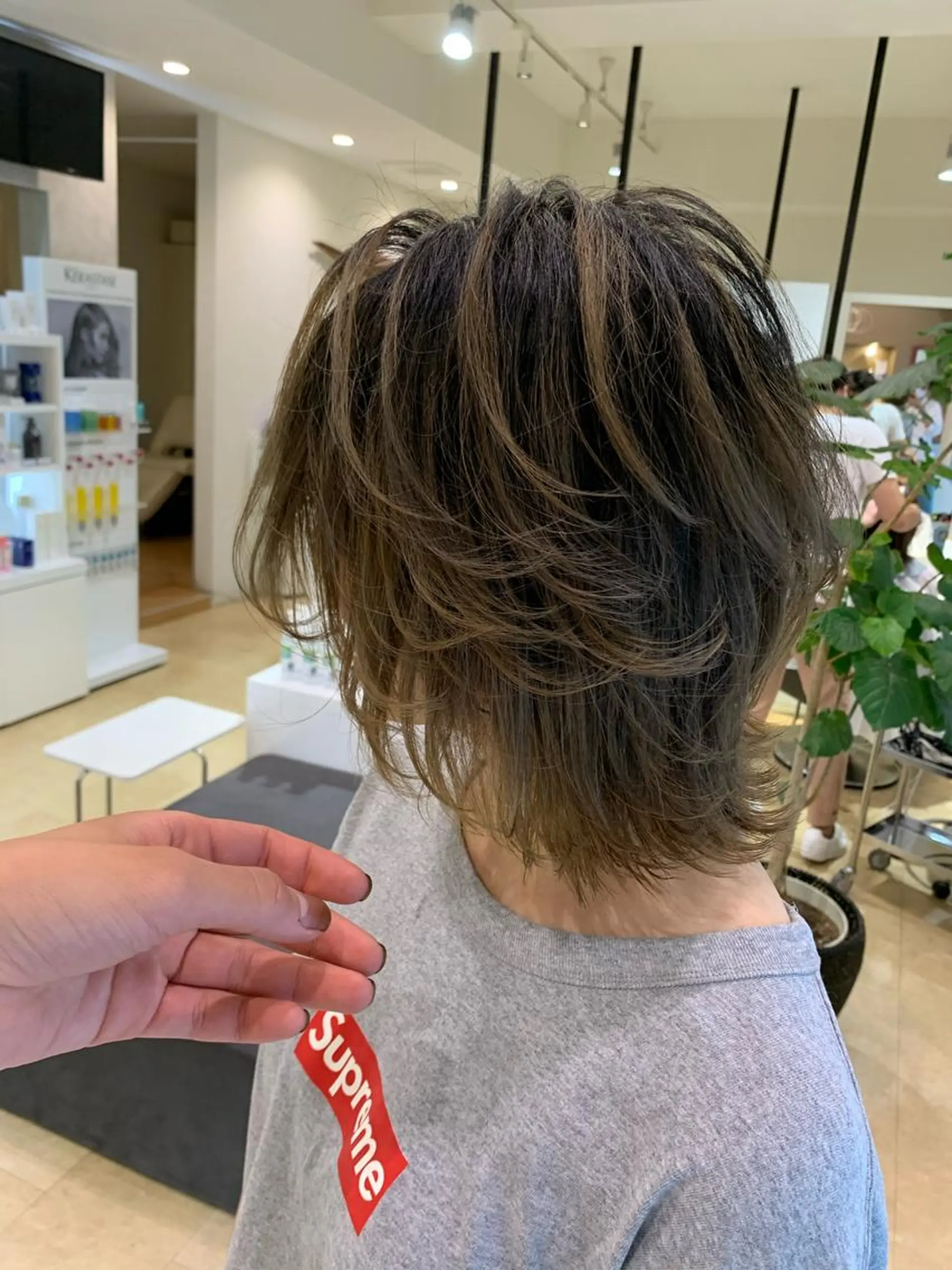 ミディアム カラー バレイヤージュ ボブ レイヤーカット ウルフカット ウルフボブ メンズカット/レイヤ ーカット大名Lay.のヘアスタイル