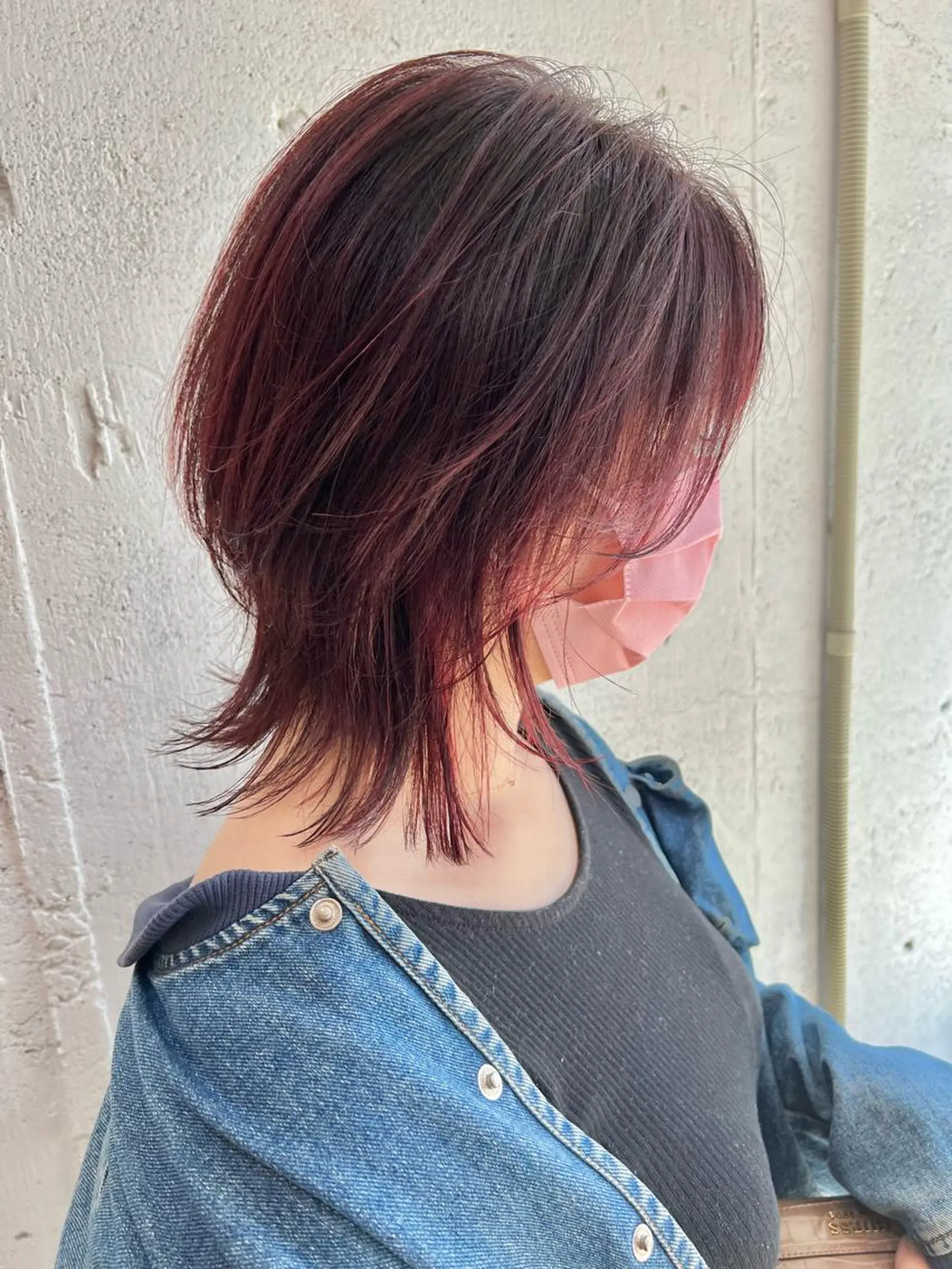ミディアム ピンクラベンダー ウルフカット カット ヘアカラー トリートメント フジサキ ケンのヘアスタイル