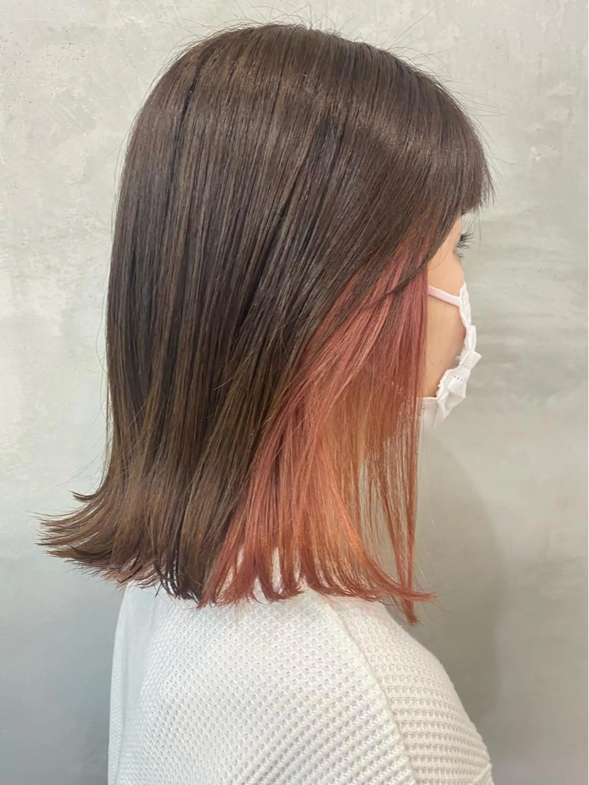 セミロング カラー インナーカラー ピンクカラー カット ヘアカラー トリートメント pesca 長町南店 OIKAWAのヘアスタイル