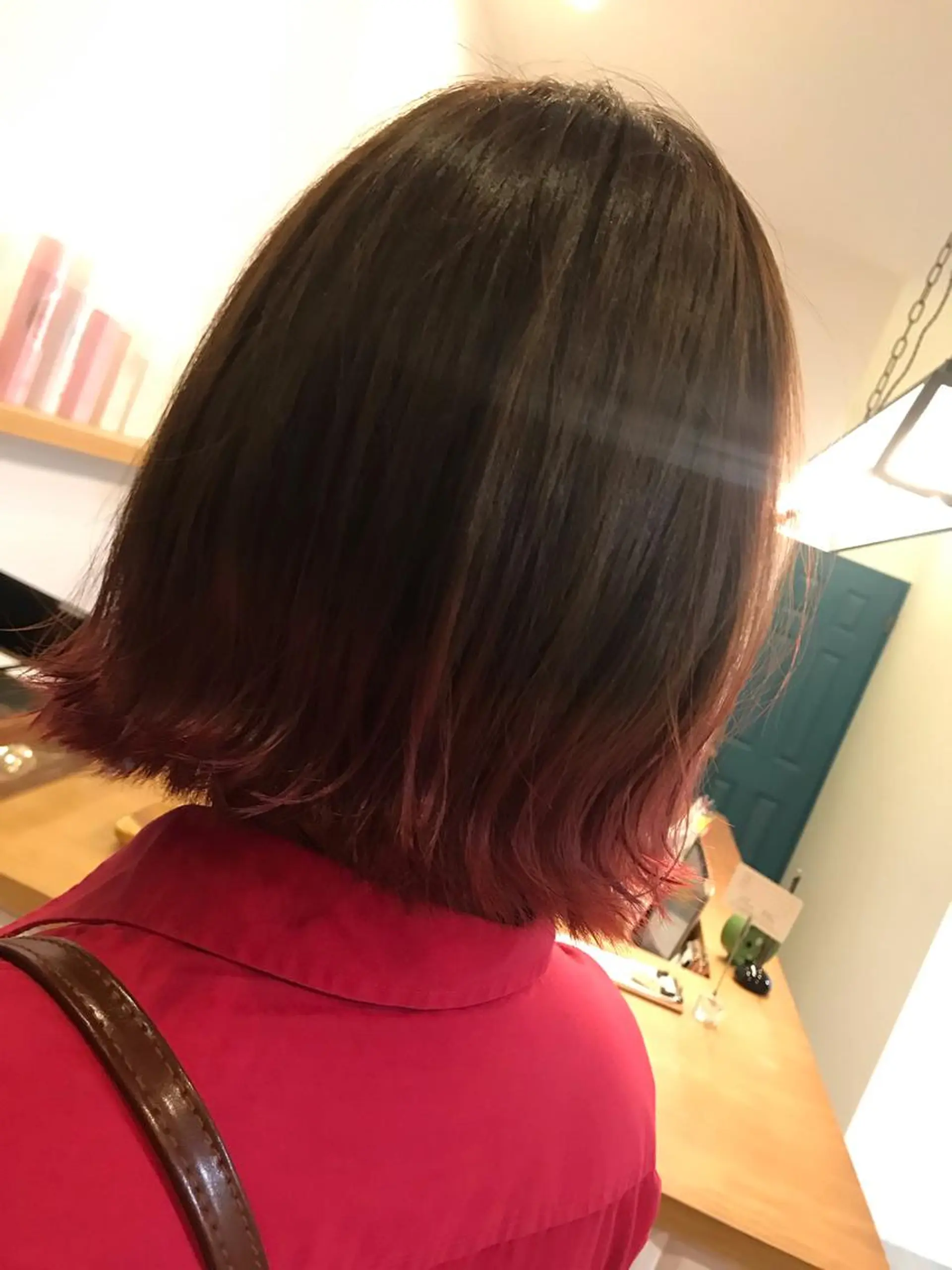 ミディアム カラー 暖色カラー🍊 ボブ🌿顔周りcutのヘアスタイル