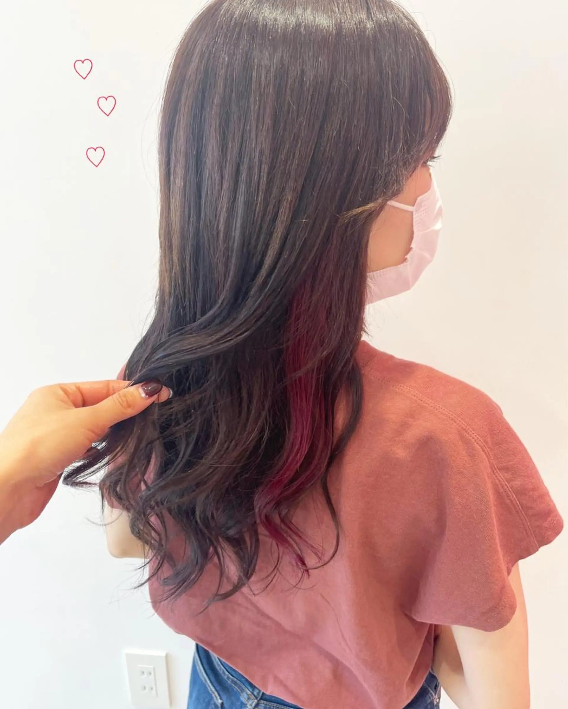セミロング カラー シールエクステ レッドカラー エクステ EMANON新宿東口所属・新宿駅近♡ ♡個室♡三都季🌜のヘアスタイル