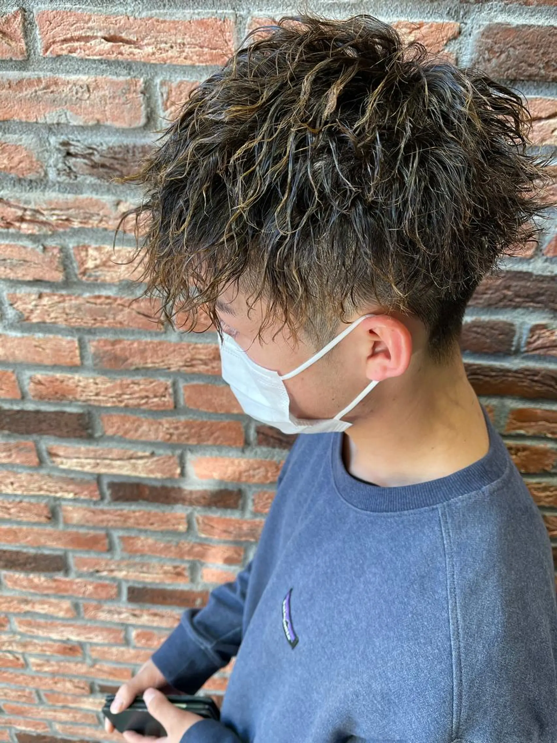 ショート カラー パーマ メンズ メンズパーマフェード シモジタカヒロのヘアスタイル