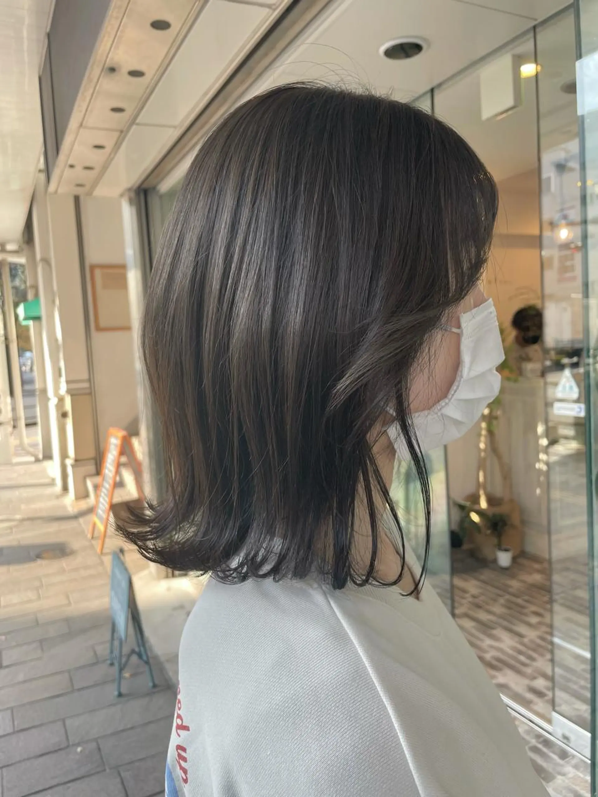 ミディアム 切りっぱなしボブ ボブ くびれヘア 韓国風ヘア risako🇰🇷 韓国ヘア/レイヤーのヘアスタイル