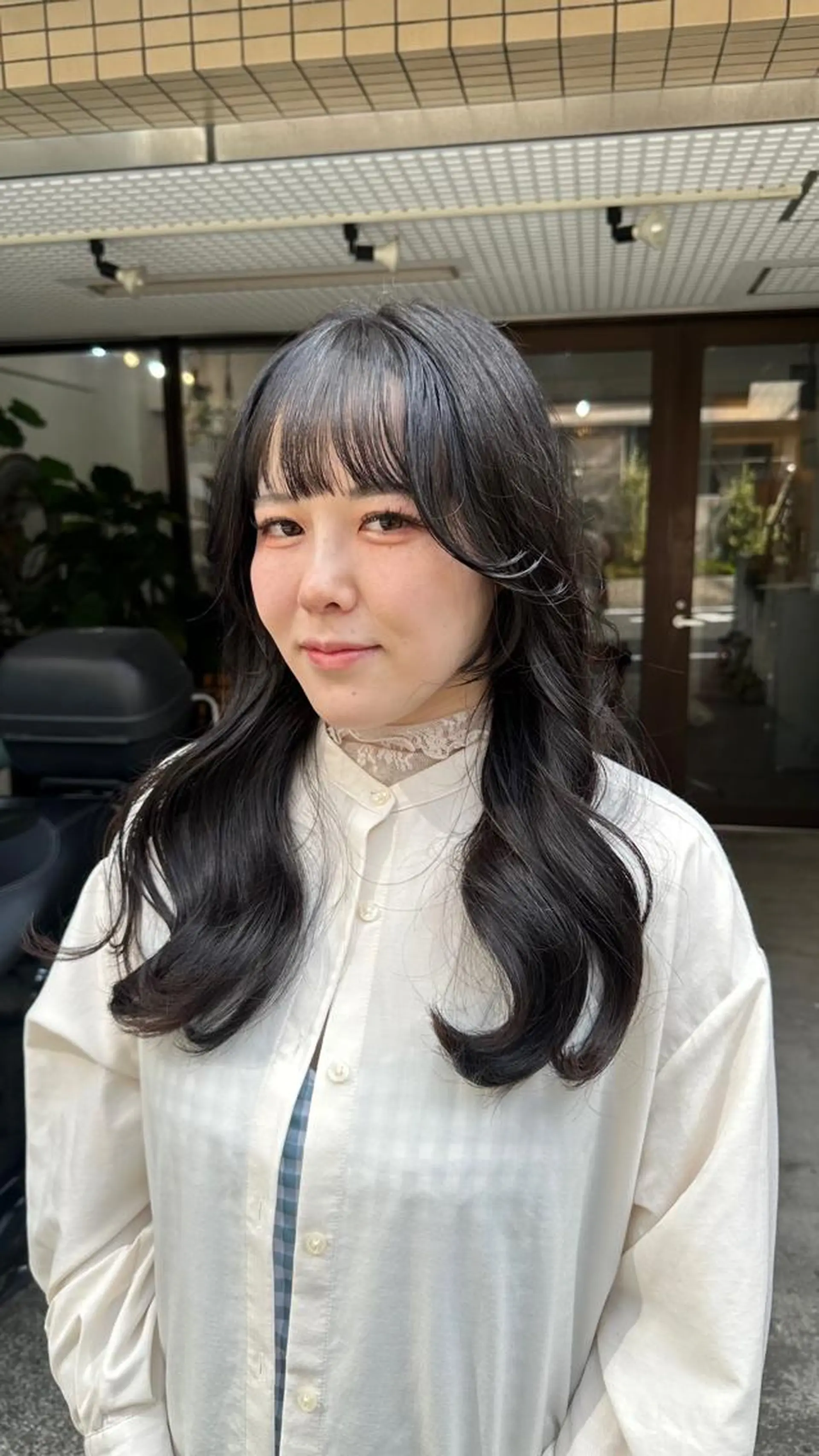 ロング カラー 切りっぱなしボブ ショートボブ バレイヤージュ ベージュカラー 黒髪 カット ヘアカラー トリートメント フリーランス所属・韓国ヘア レイヤー くびれヘアMATSUのヘアスタイル