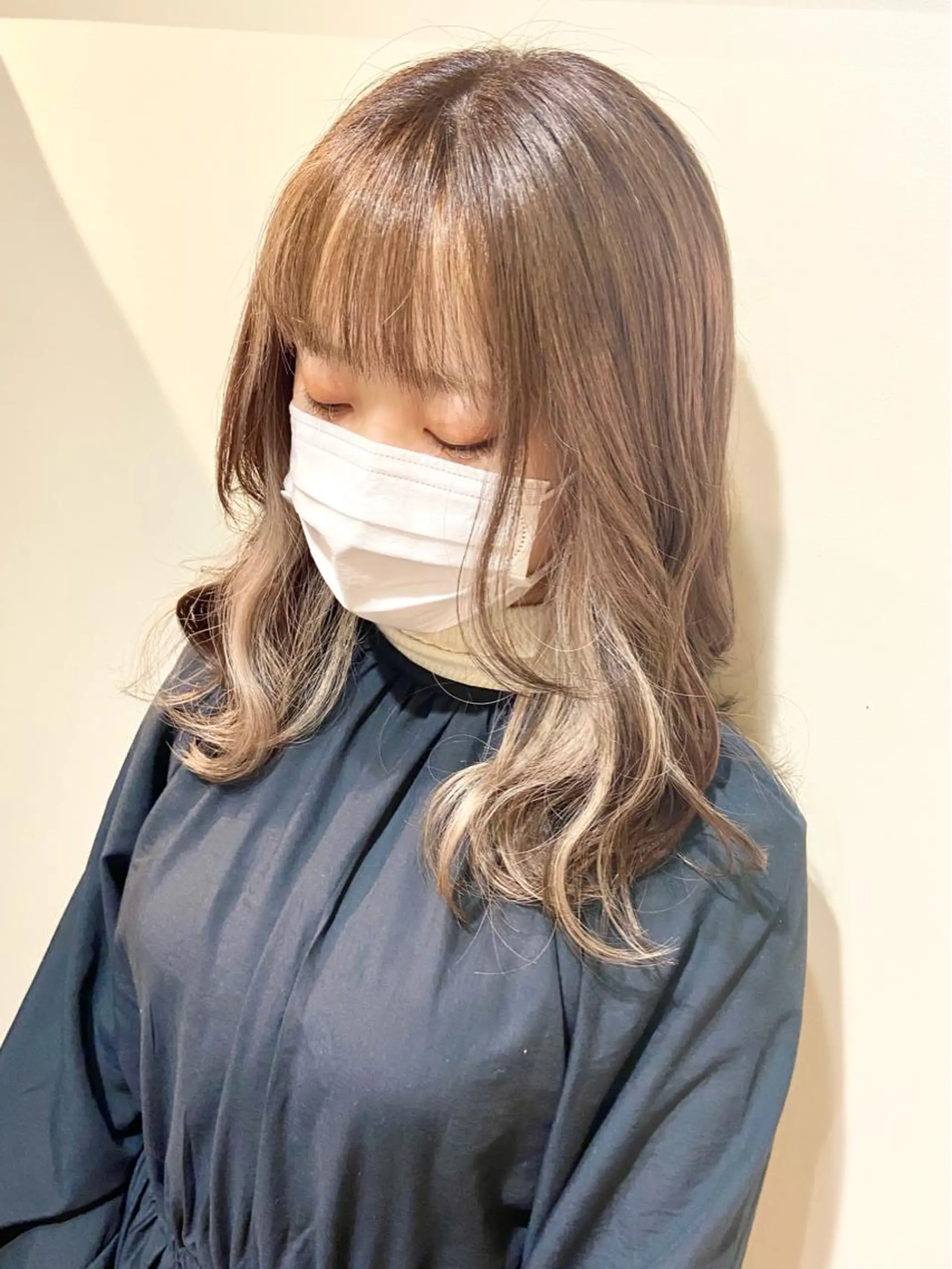 セミロング カラー ミストバング  フェイスフレーミング ヘアカラー トリートメント 💓シールエクステ for...のヘアスタイル