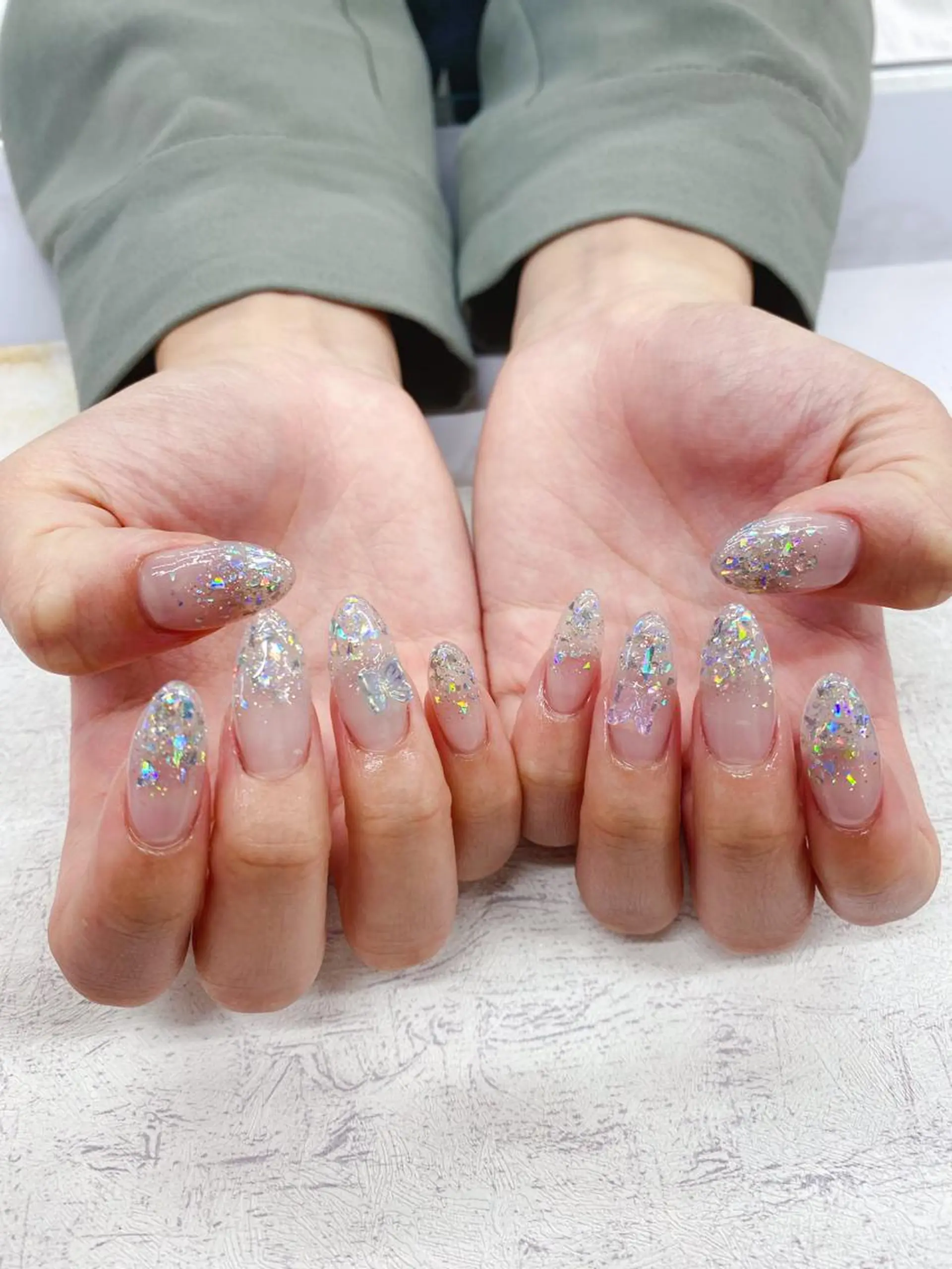 ネイル ラメ(グリッター) ラメグラデーション スカルプネイル Y nailのネイルデザイン