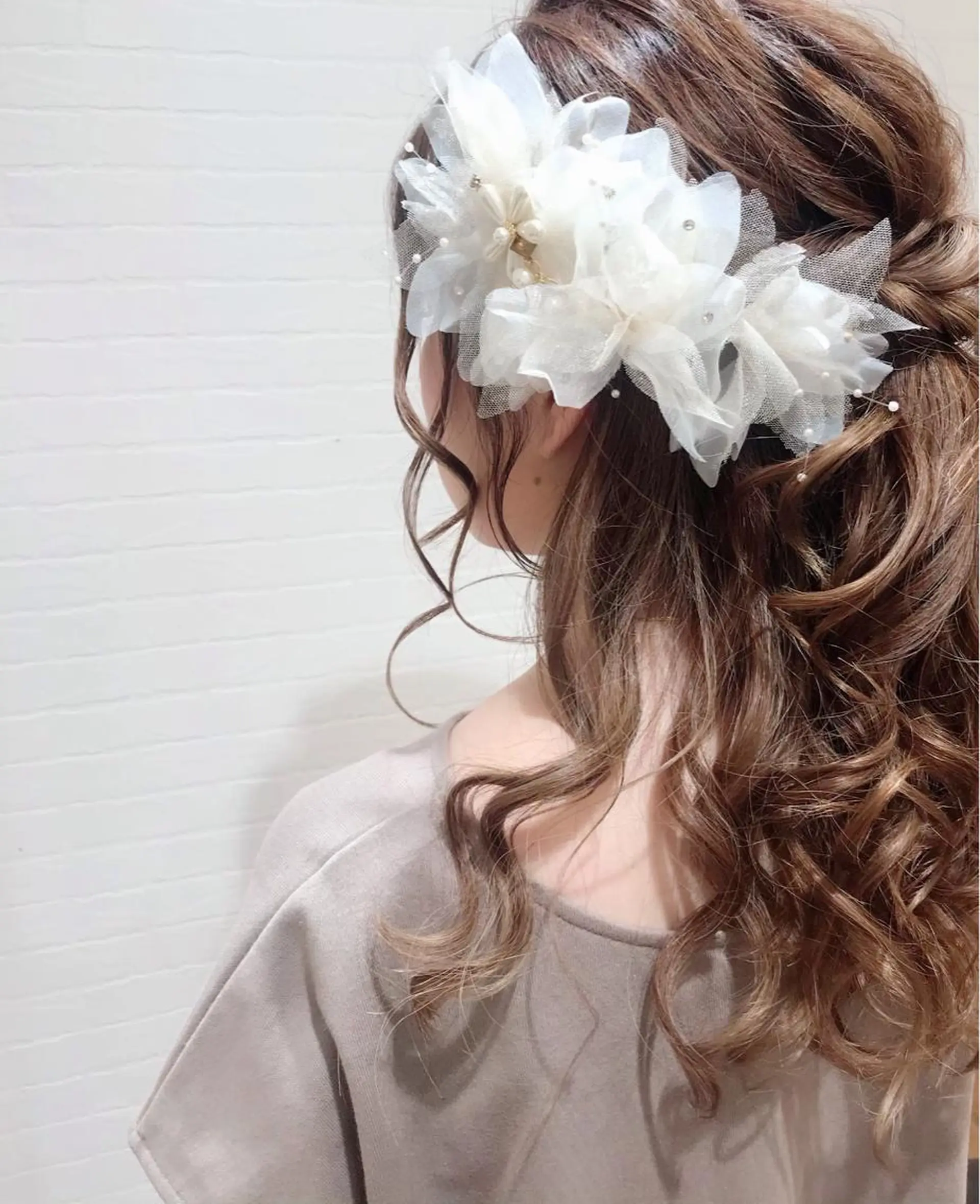 セミロング ヘアアレンジ ハーフアップ ヘアセット GRANLUSSO 〜グランルッソ駅前店所属・木口 嘉美のヘアスタイル
