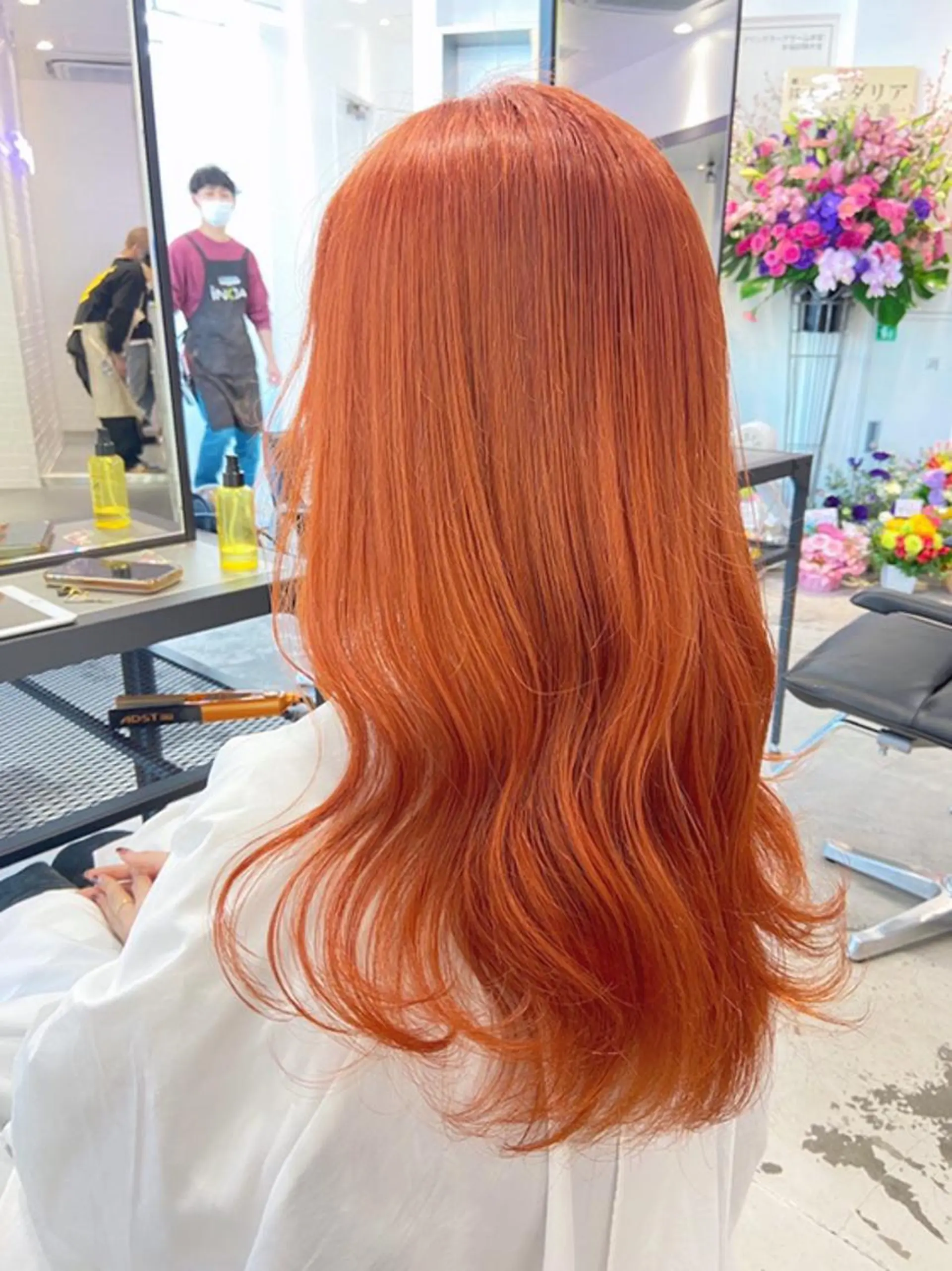 ロング カラー ヘアアレンジ オレンジ レイヤーカット指名 No.1💖マユカのヘアスタイル