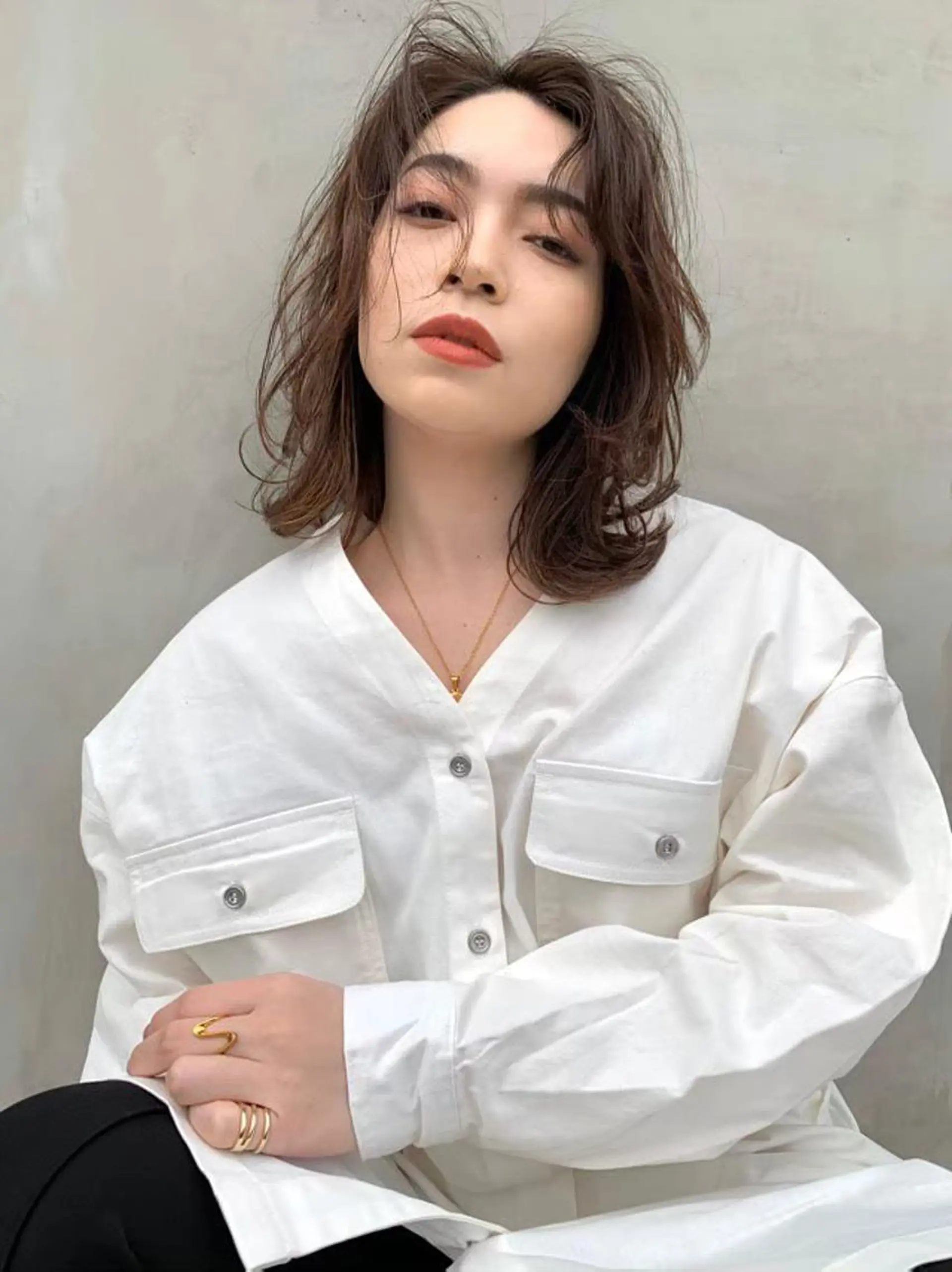 ショート カラー ヘアアレンジ まつ毛パーマ🤎 透明感カラー🌿のヘアスタイル