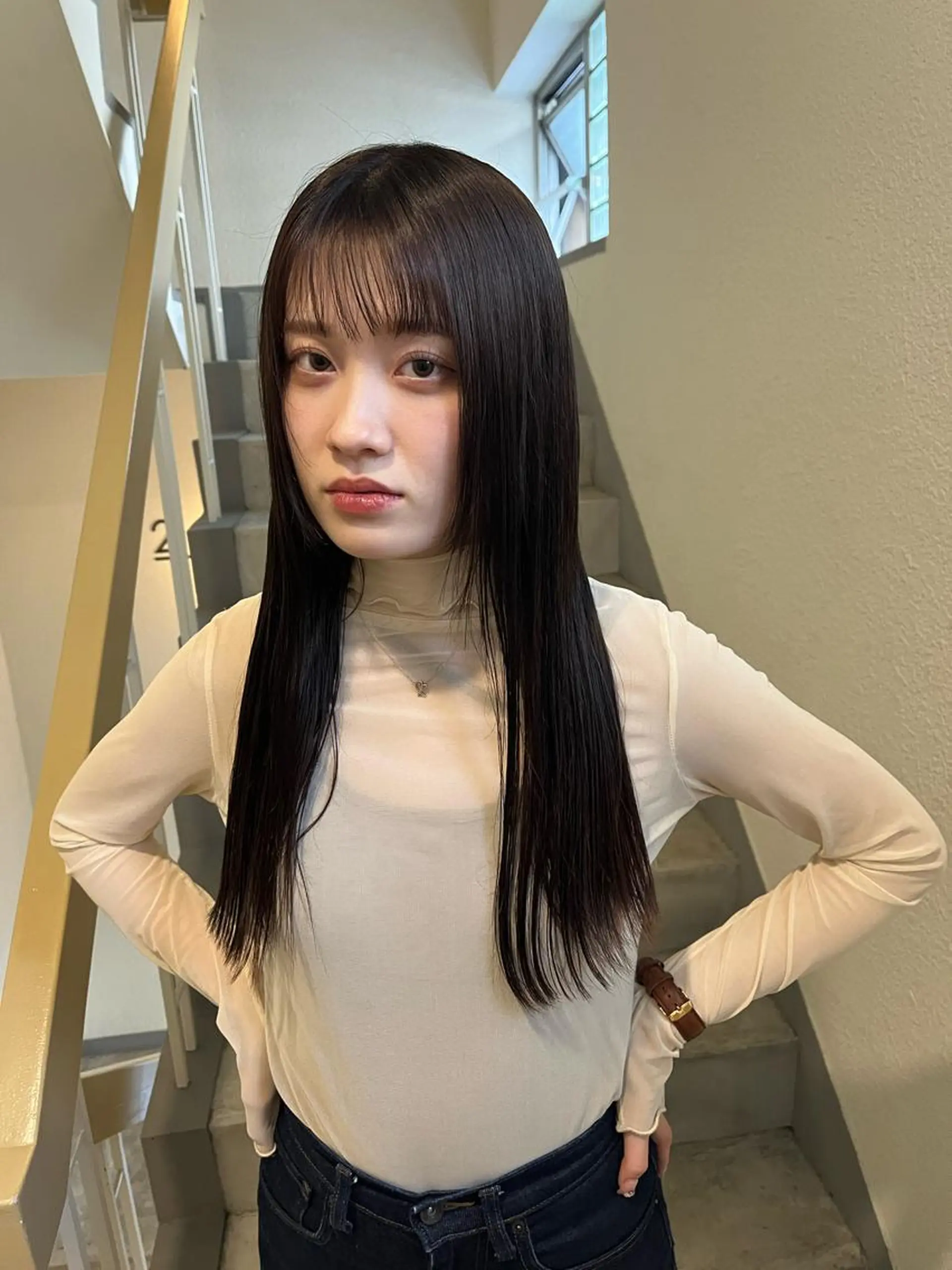 ロング ヘアカラー トリートメント SIKI yuuna モテ韓国ヘア☁️のヘアスタイル