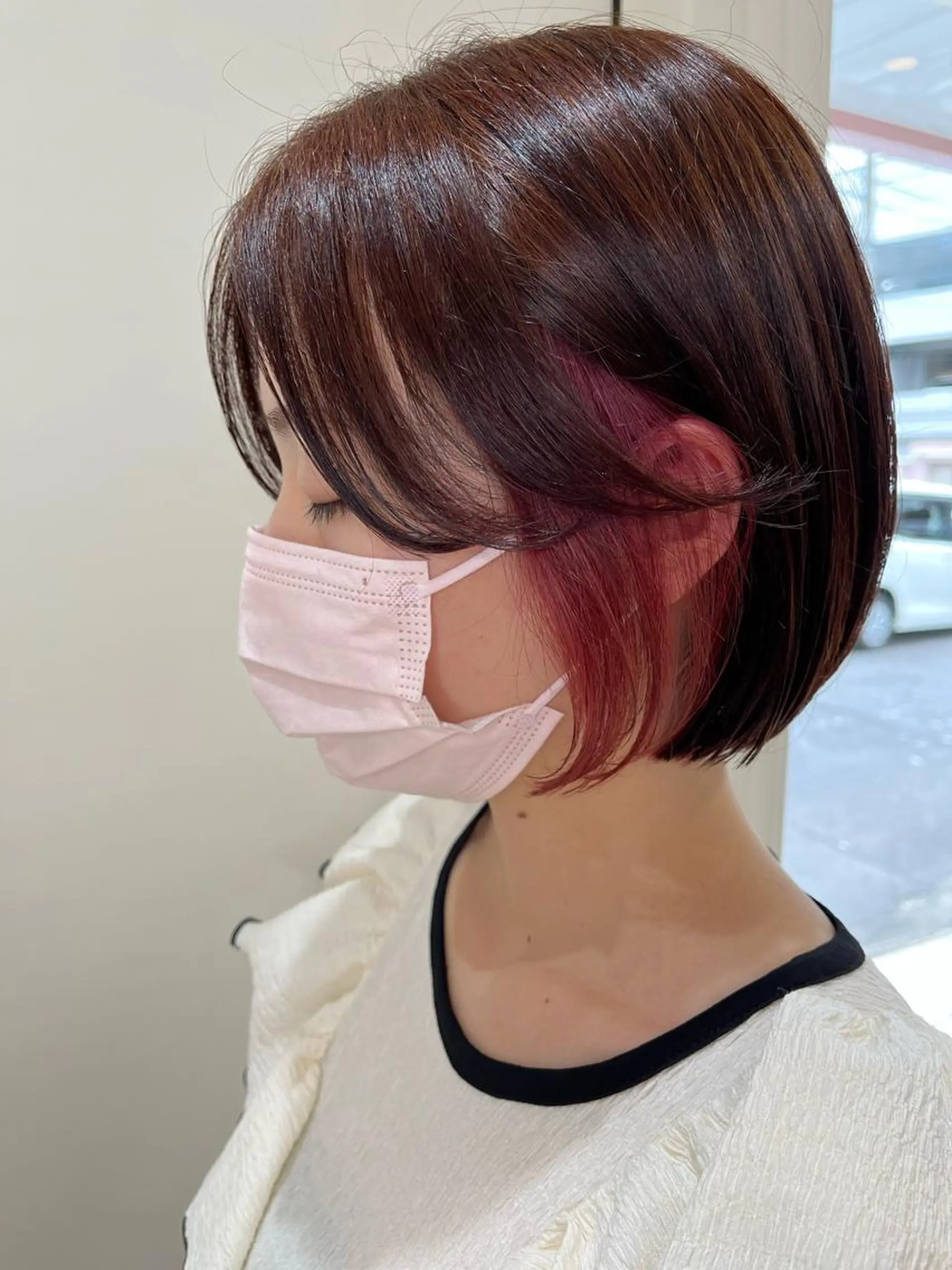 ショート カラー ブラウンカラー ラベンダーカラー ラベンダーピンク ピンクカラー Pocketいわき 深谷 智花のヘアスタイル