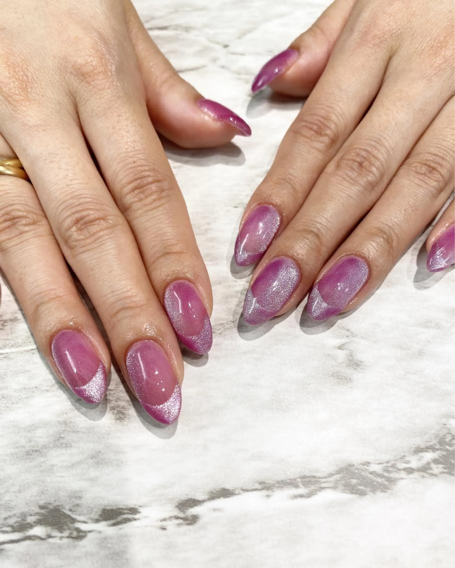 ネイル フレンチネイル マグネットネイル オンブレフレンチ ピンク ハンドネイル フットネイル ハンドケア nail salon  AlgeTy所属・✴︎:.｡. MAKI.｡.:✴︎のネイルデザイン