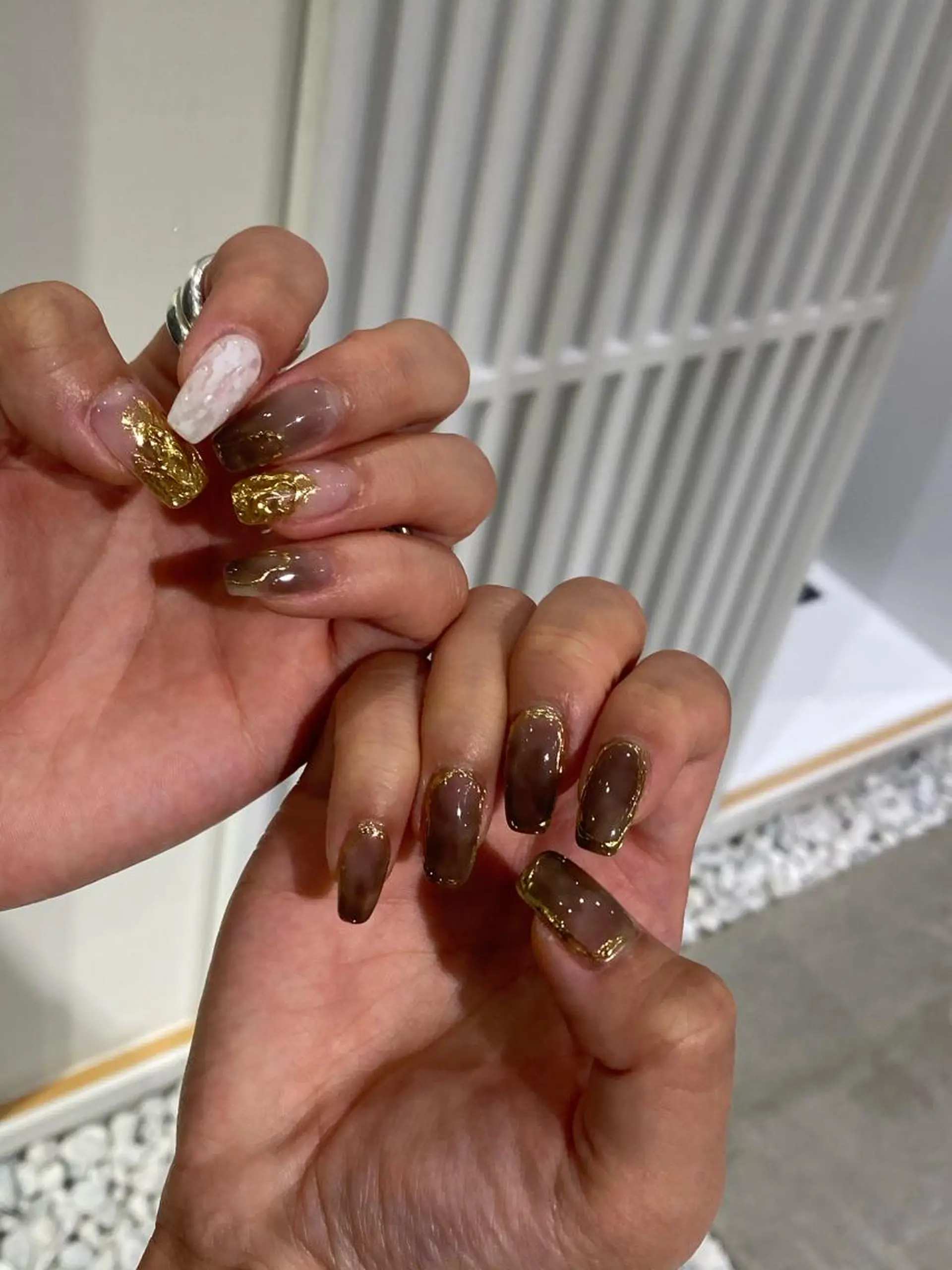 ネイル ゴールド 持ち込み ニュアンスネイル ハンドネイル ハンドケア Charme. NOBUKOのネイルデザイン