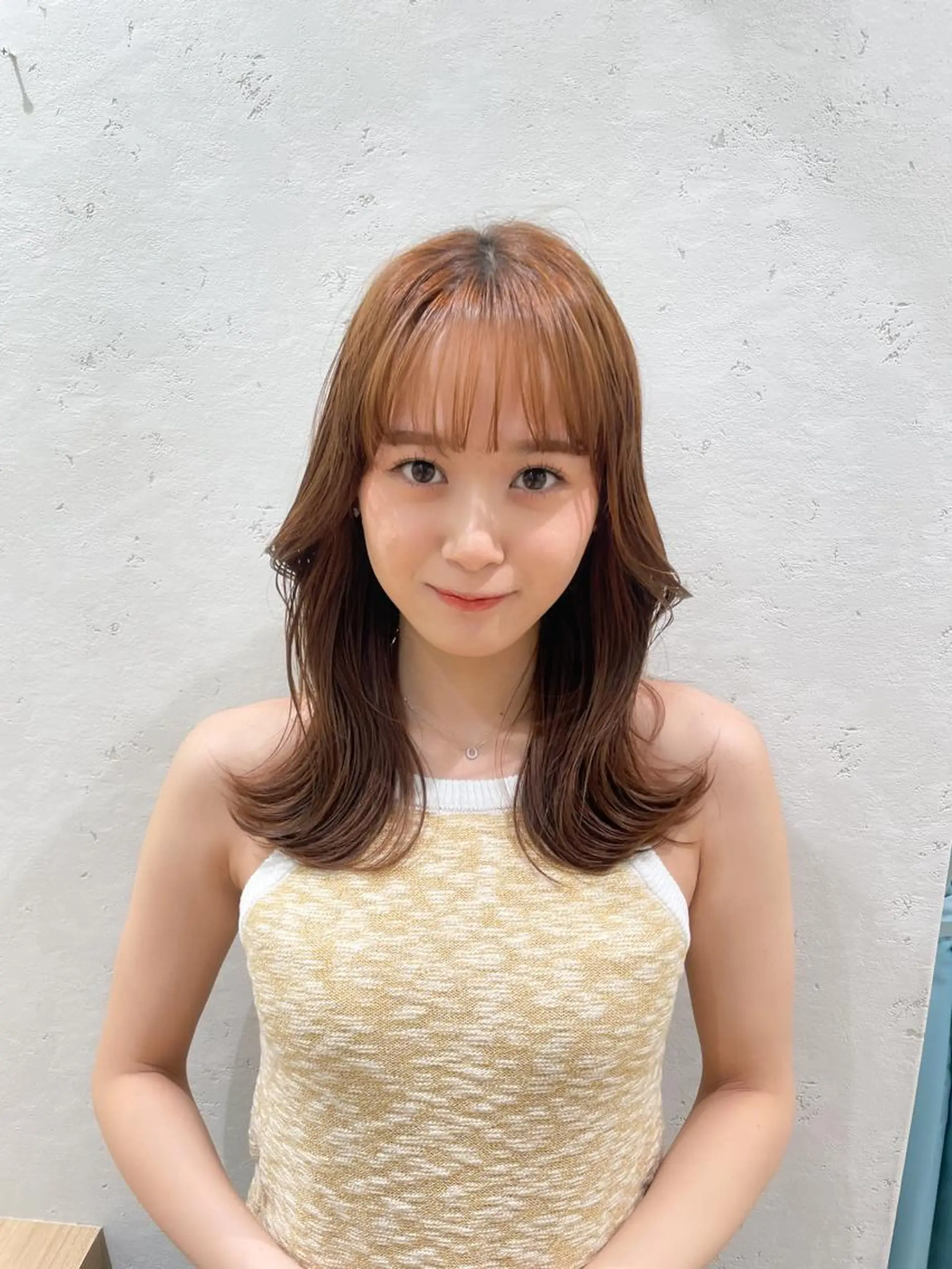 ミディアム カット ヘアカラー トリートメント レイヤー/くびれヘア /野崎華代のヘアスタイル
