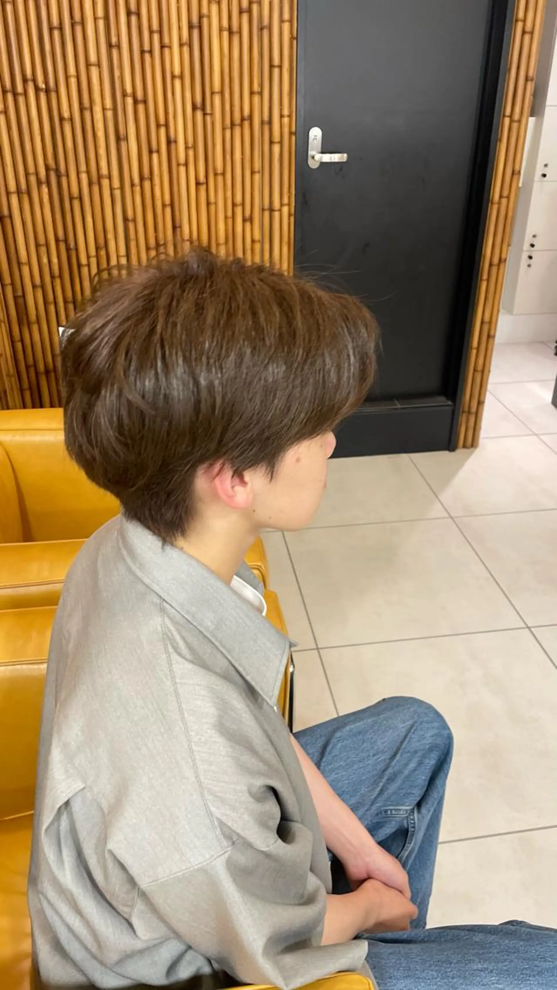 ショート カラー メンズ 黒髪 ブラウンカラー 竹脇 美奈のヘアスタイル