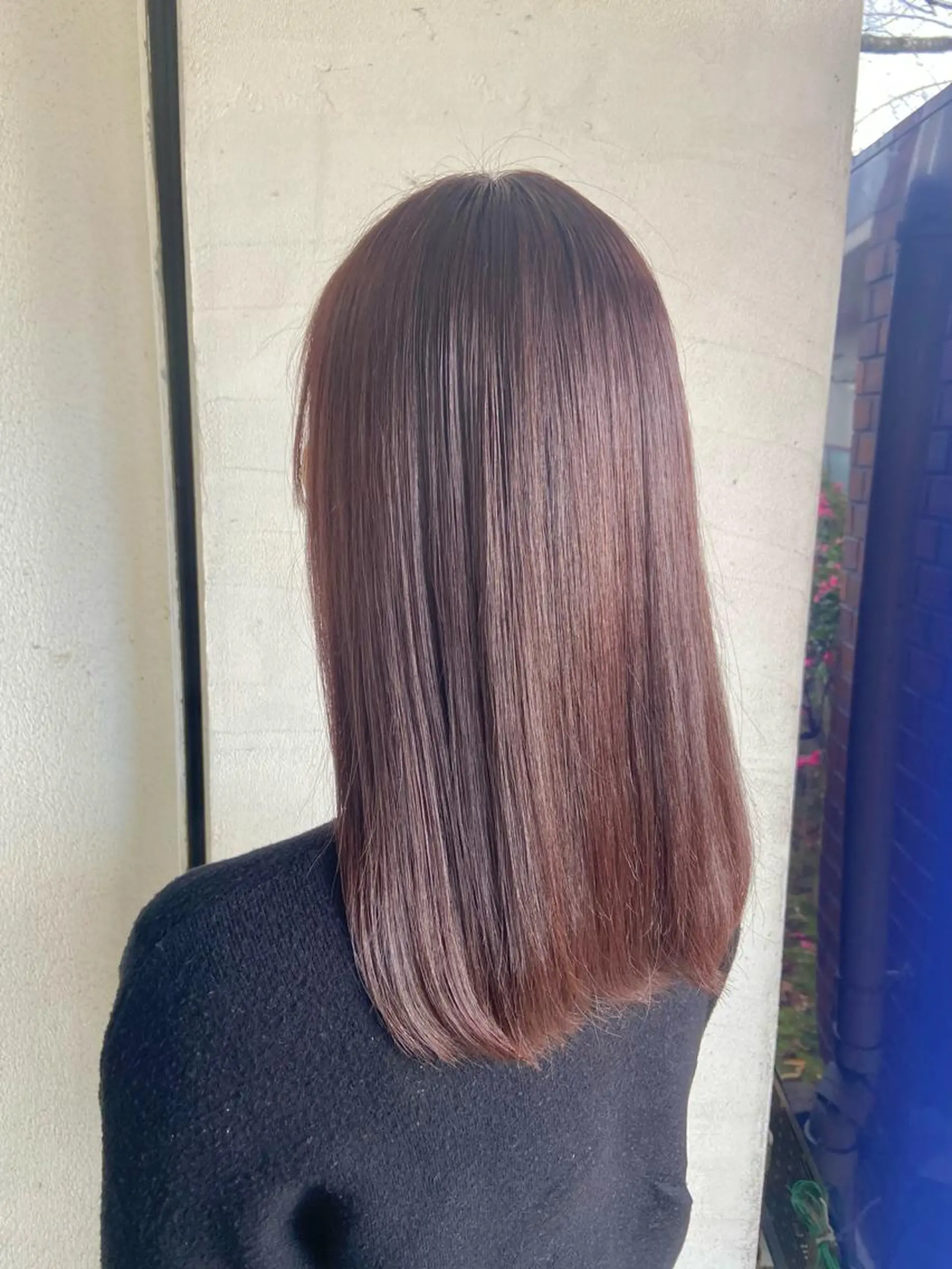 ミディアム カラー ブリーチ ブラウンカラー ブリーチなしカラー ピンクカラー ピンクブラウン ヘアカラー 伏見稲荷/髪質改善/ ブリーチ/西川奈穂のヘアスタイル