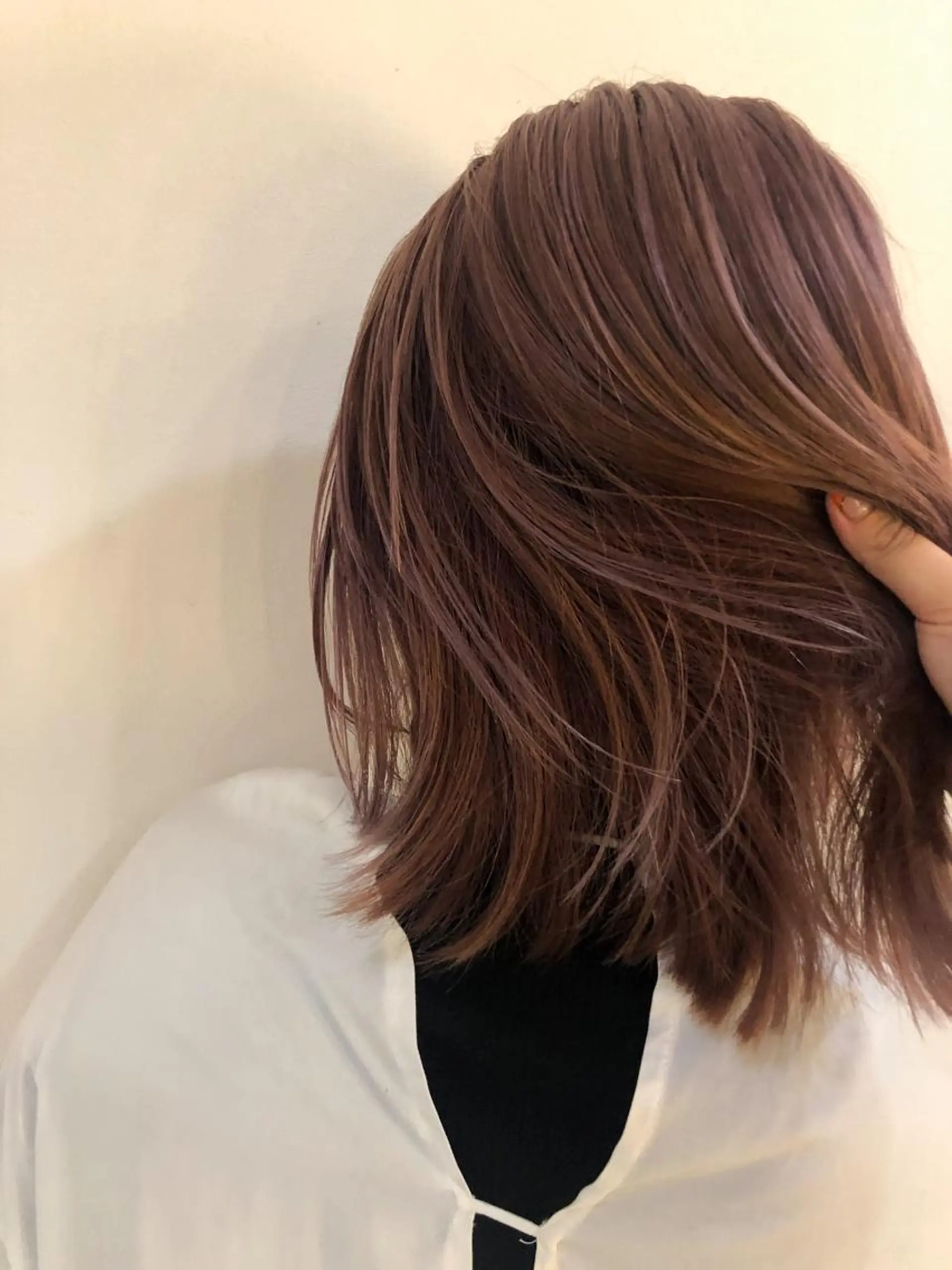 ミディアム カラー ヘアアレンジ ベージュカラー ピンクカラー ピンクベージュ rii-🩰 トレンド韓国ヘアのヘアスタイル