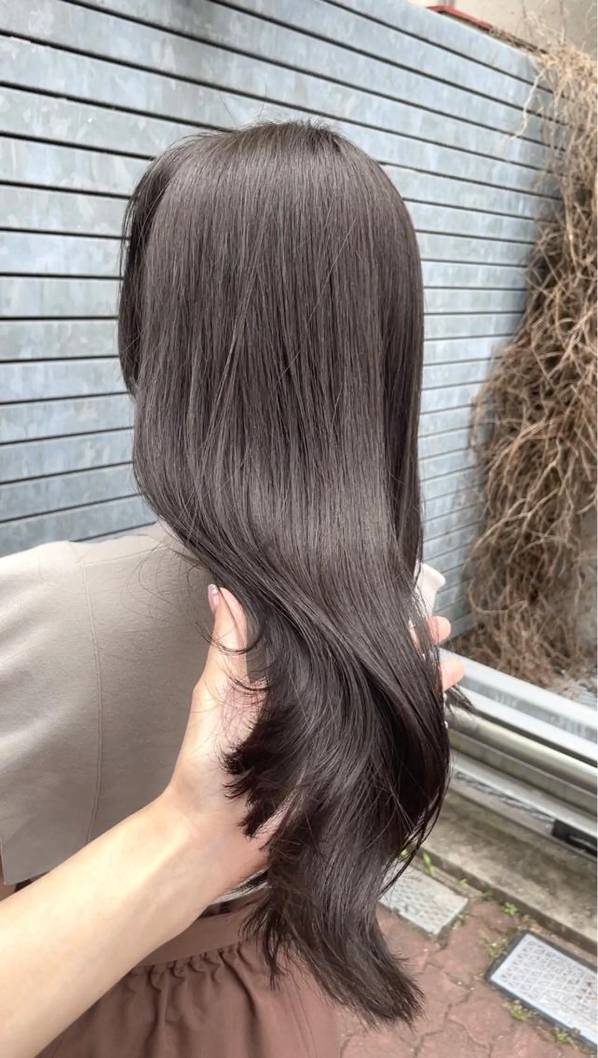 ロング カラー ベージュカラー ブリーチ グレージュ ブリーチなしカラー カット ヘアカラー トリートメント BEBE所属・ブリーチなし 透明感カラーKANAのヘアスタイル