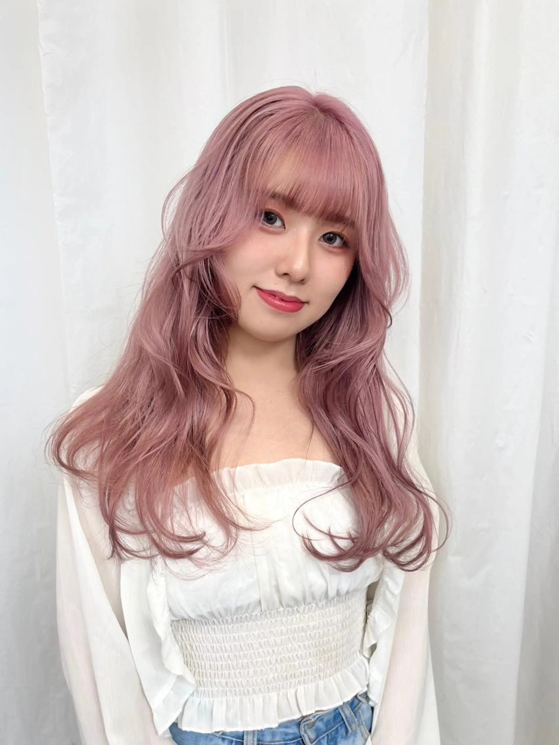 ロング カラー ヘアアレンジ ピンクカラー ヘアカラー トリートメント 🎀taro ブリーチなしカラーのヘアスタイル