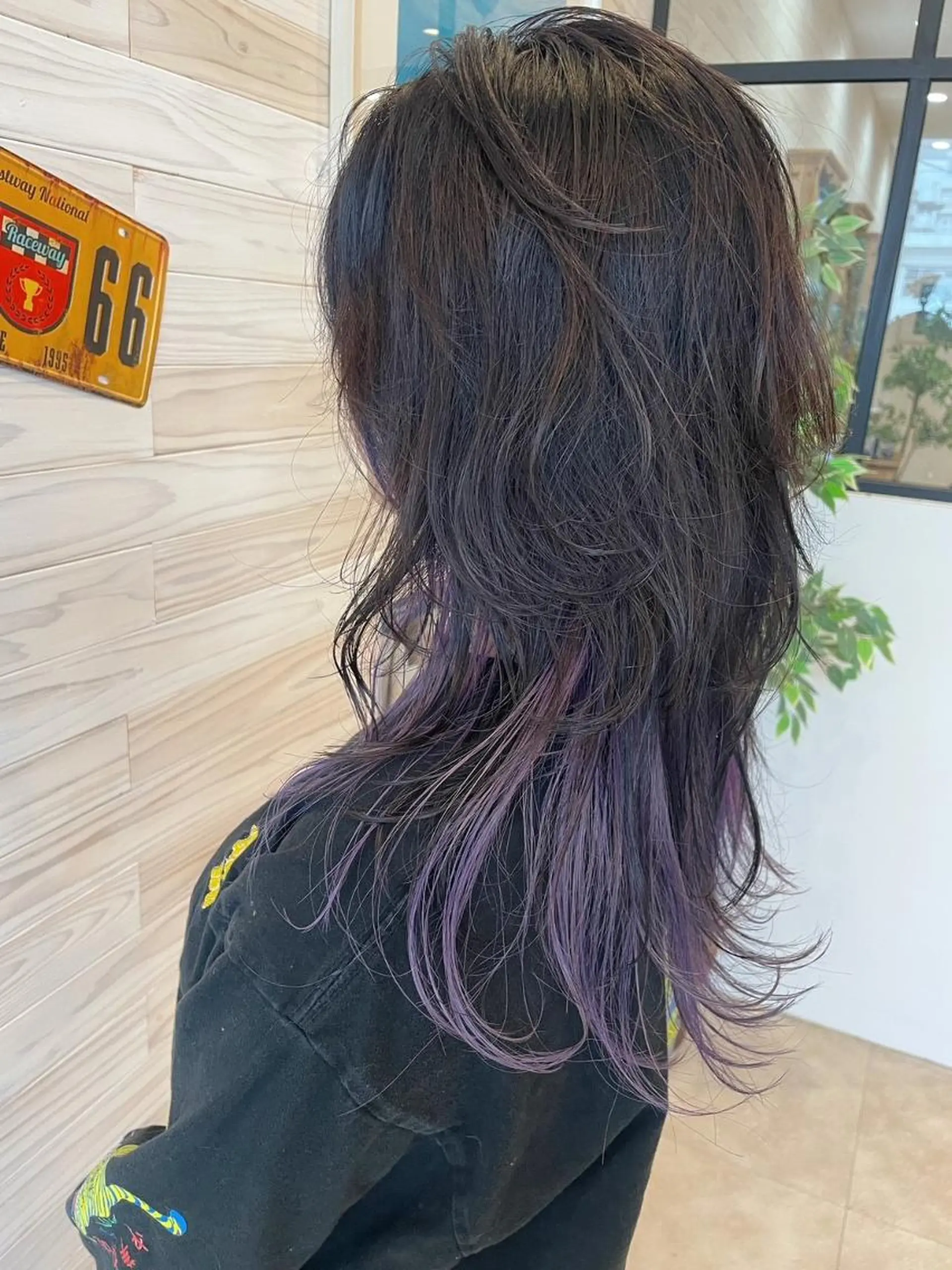 ロング カラー アディクシーカラー アッシュ バレイヤージュ ミストバング ブリーチ カット ヘアカラー N° aria 三軒茶屋のヘアスタイル