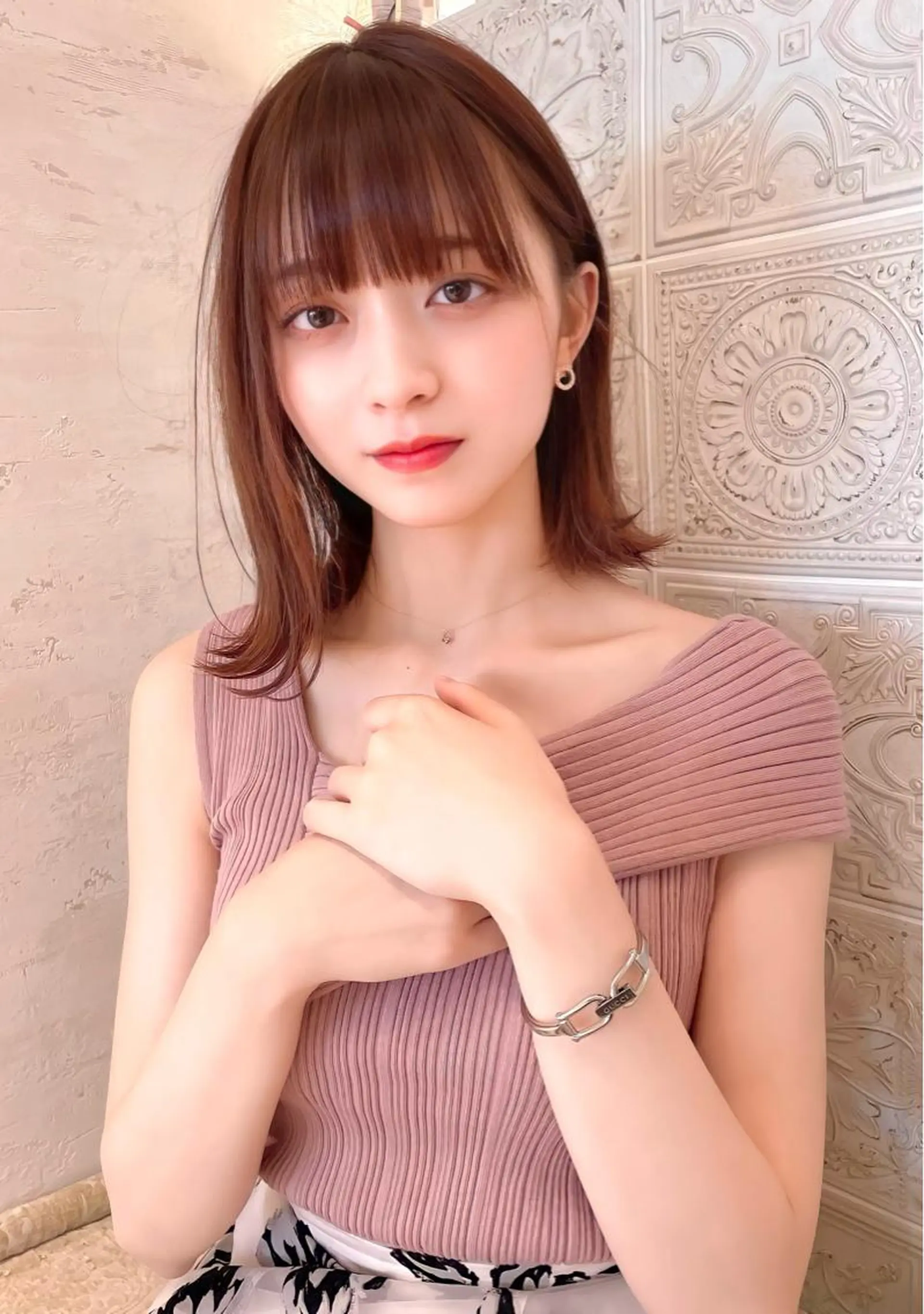 ミディアム ボブ 外ハネヘア カット ヘアカラー トリートメント 小顔カット/レイヤー /ボブ/浅野恵大のヘアスタイル