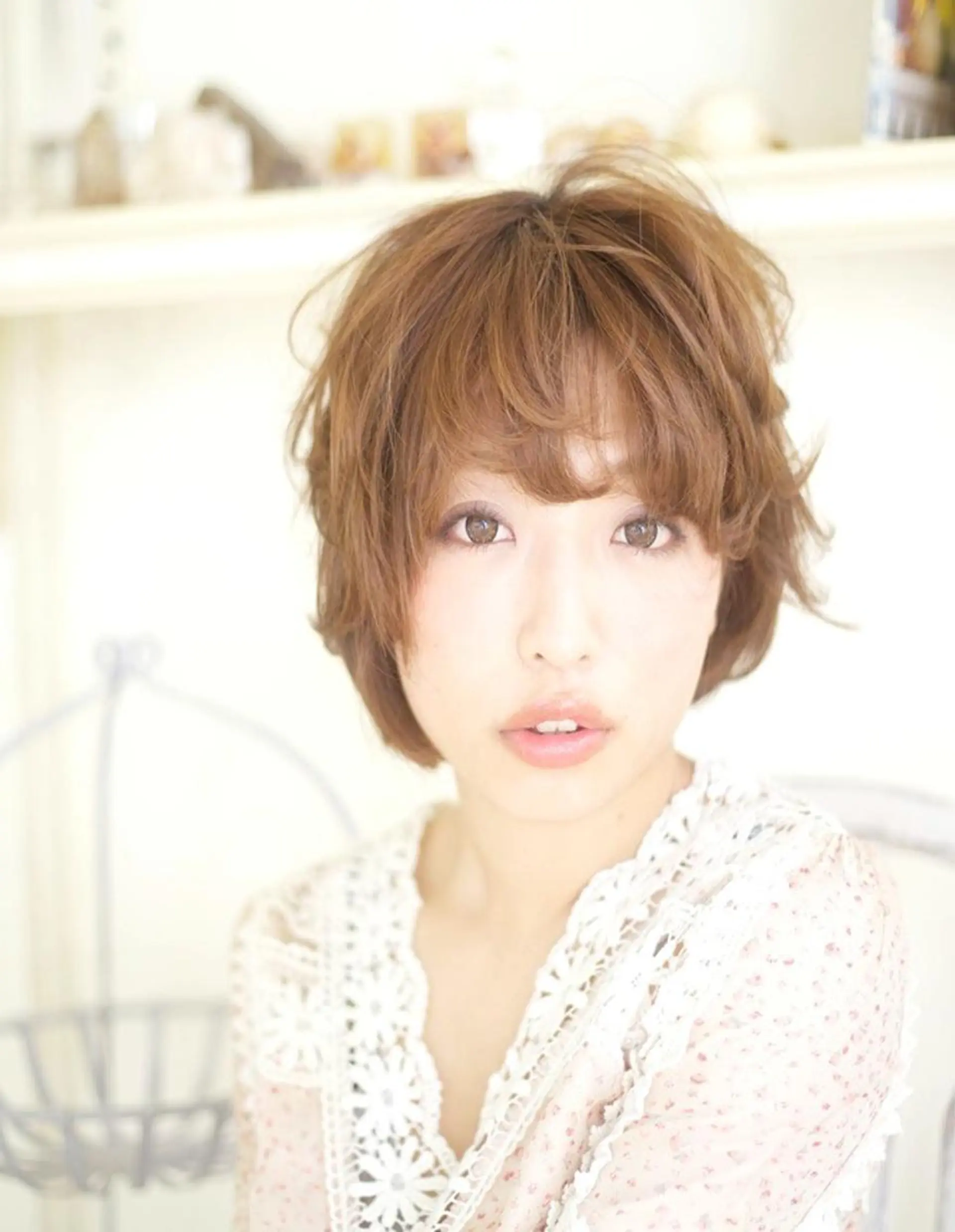 ショート カラー パーマ 透明感カラー 小顔カット ✨hair make flencia✂️✨のヘアスタイル