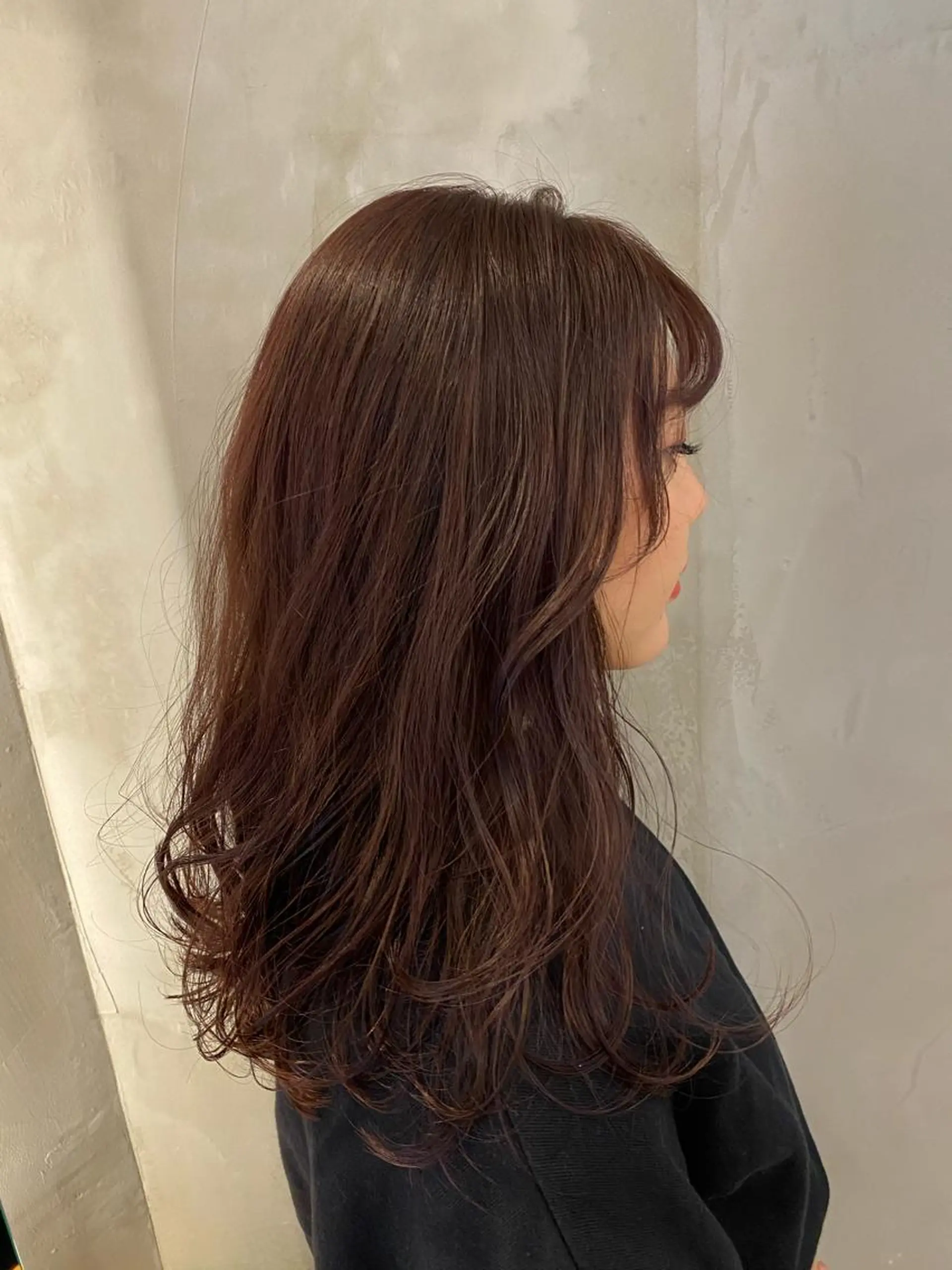 ミディアム レッドブラウン カット ヘアカラー トリートメント 顔周りcut・ご相談 ＝新宿しずく🇰🇷のヘアスタイル