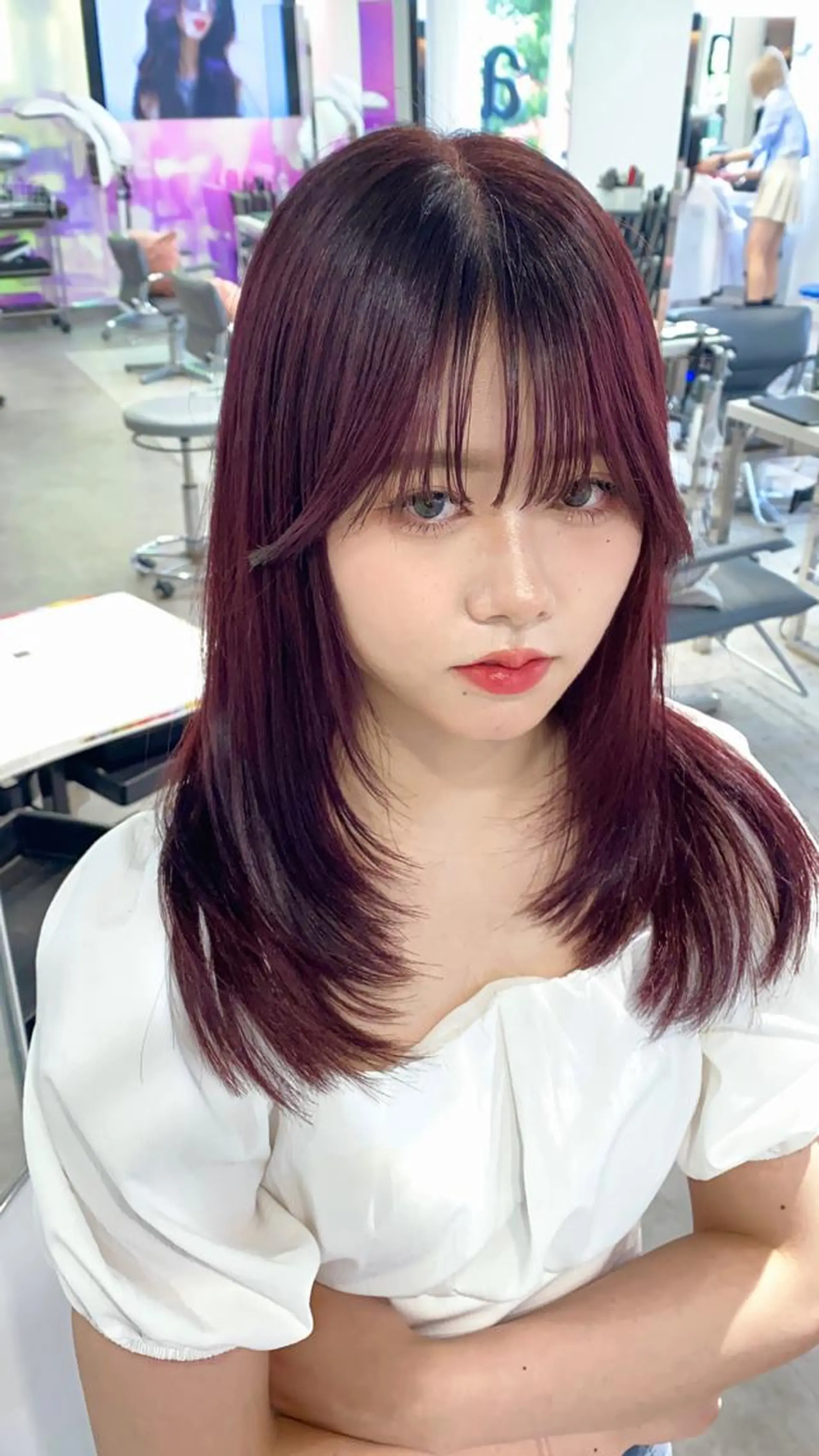 セミロング カラー レイヤーカット ワンホンレイヤー カット トリートメント 渋谷韓国ヘア🇰🇷 SAYAKA🩶ᩚのヘアスタイル