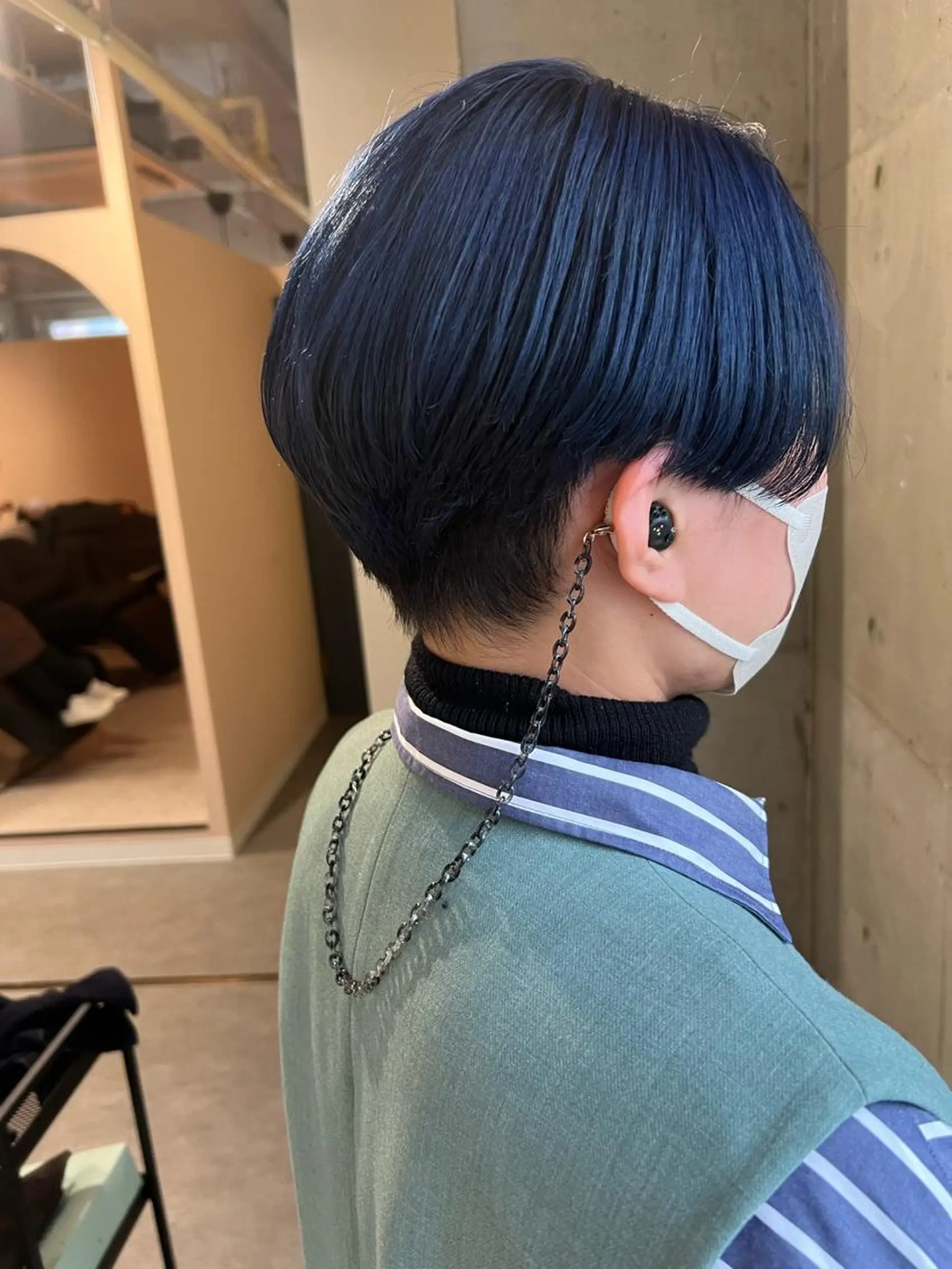 ショート カラー バレイヤージュ ブリーチ ブルーカラー ケアブリーチ ハイライトカラー カット ヘアカラー トリートメント lani 天神大名/ブリーチのヘアスタイル
